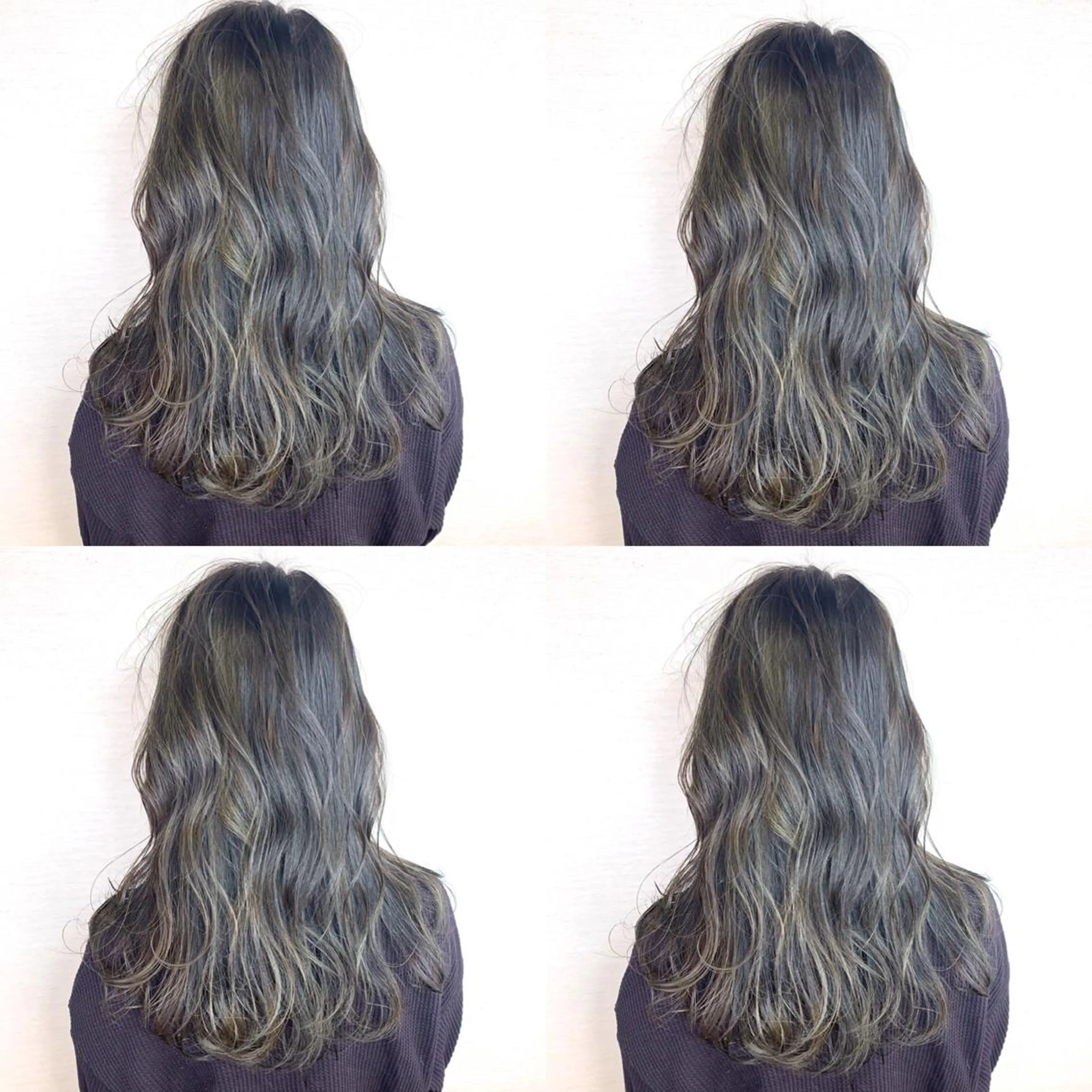 ロング カラー グレージュ ハイライトカラー ハイライト 韓国レイヤーカット/ ダブルカラーのヘアスタイル