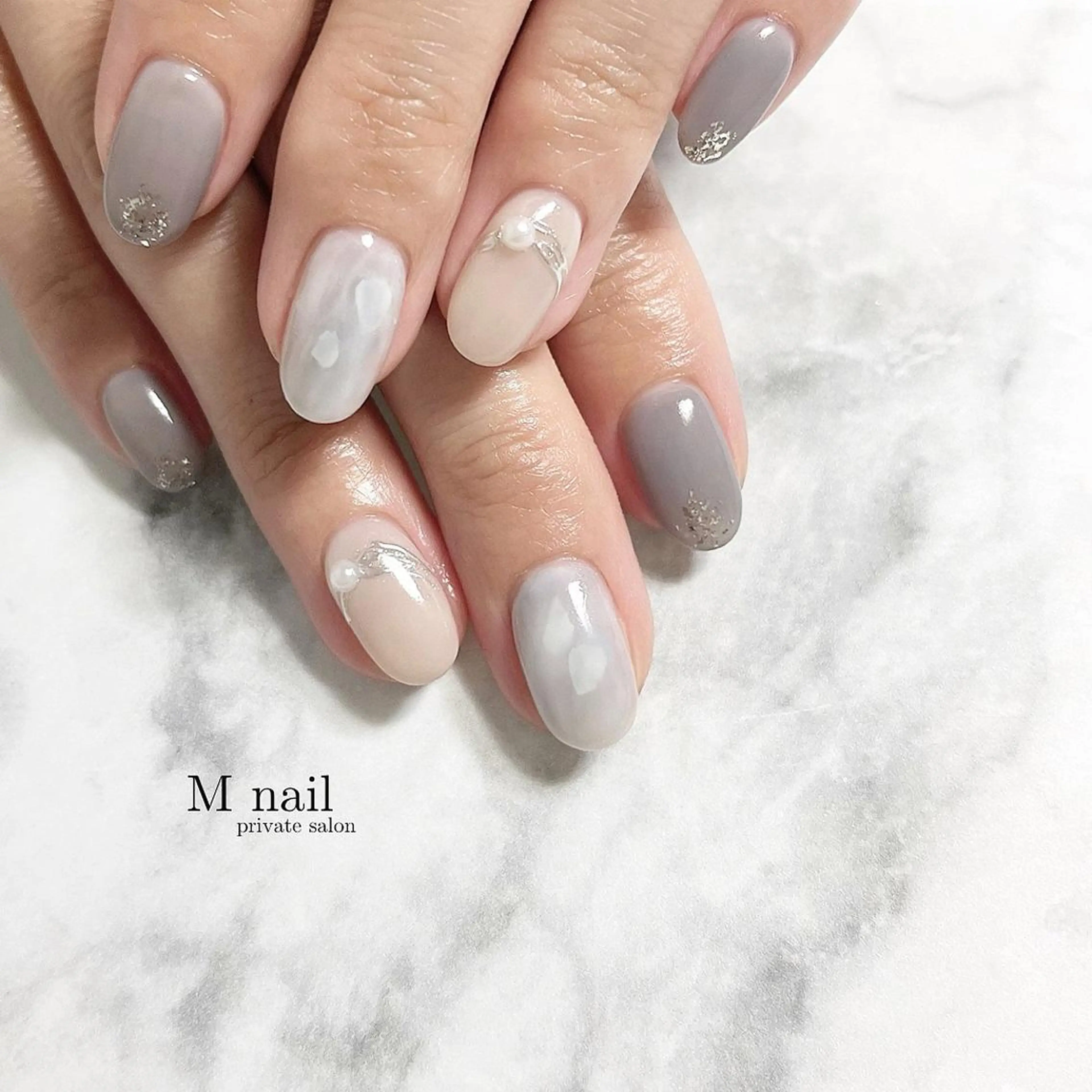 ネイル ブルー 持ち込み ハンドネイル M　nail所属・M nailのネイルデザイン