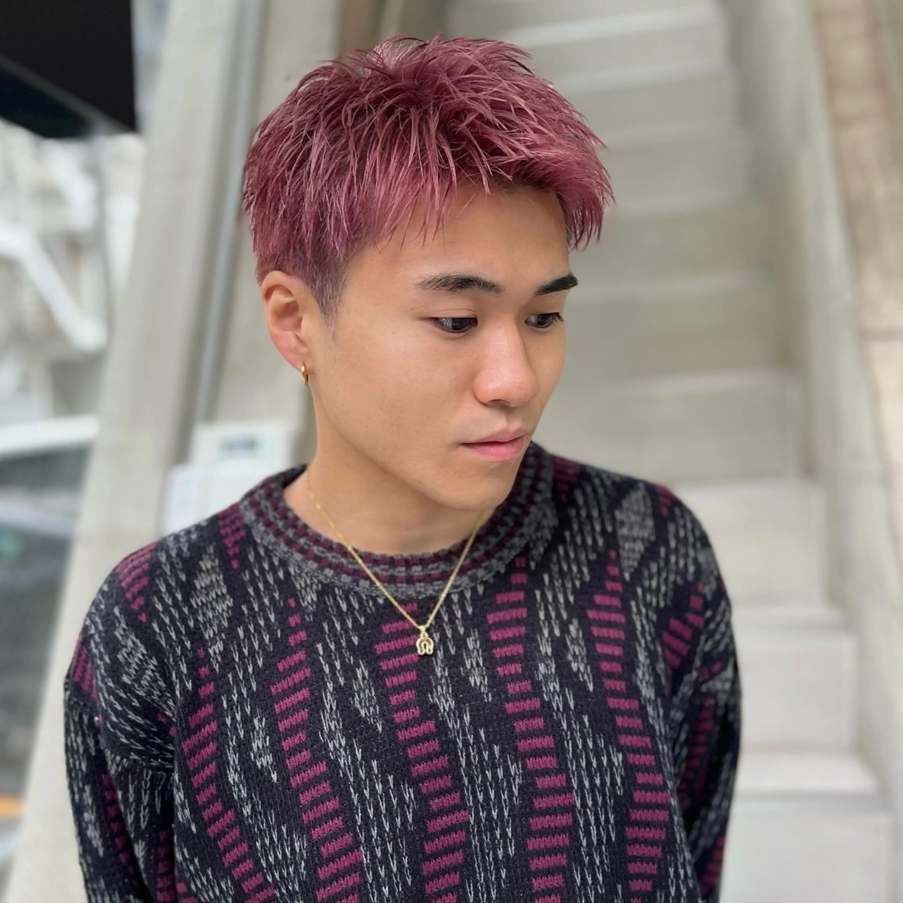 メンズ スパイキーショート カット ヘアカラー トリートメント メンズ特化/パーマ/ メッシュ/竜成のヘアスタイル