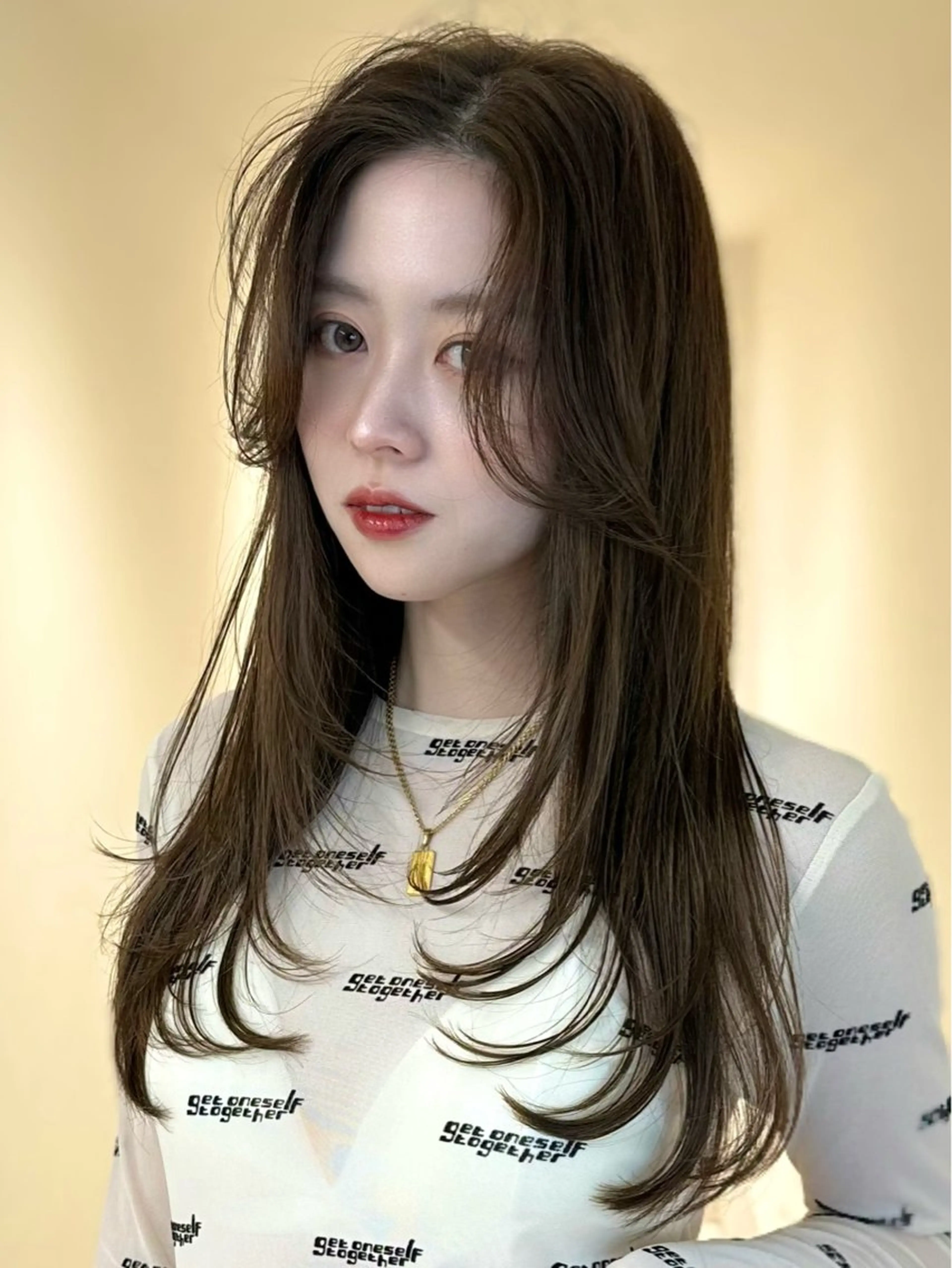 ロング カラー ベージュカラー オリーブベージュ レイヤーカット 平成ギャル×韓国 mix💖MIKUのヘアスタイル