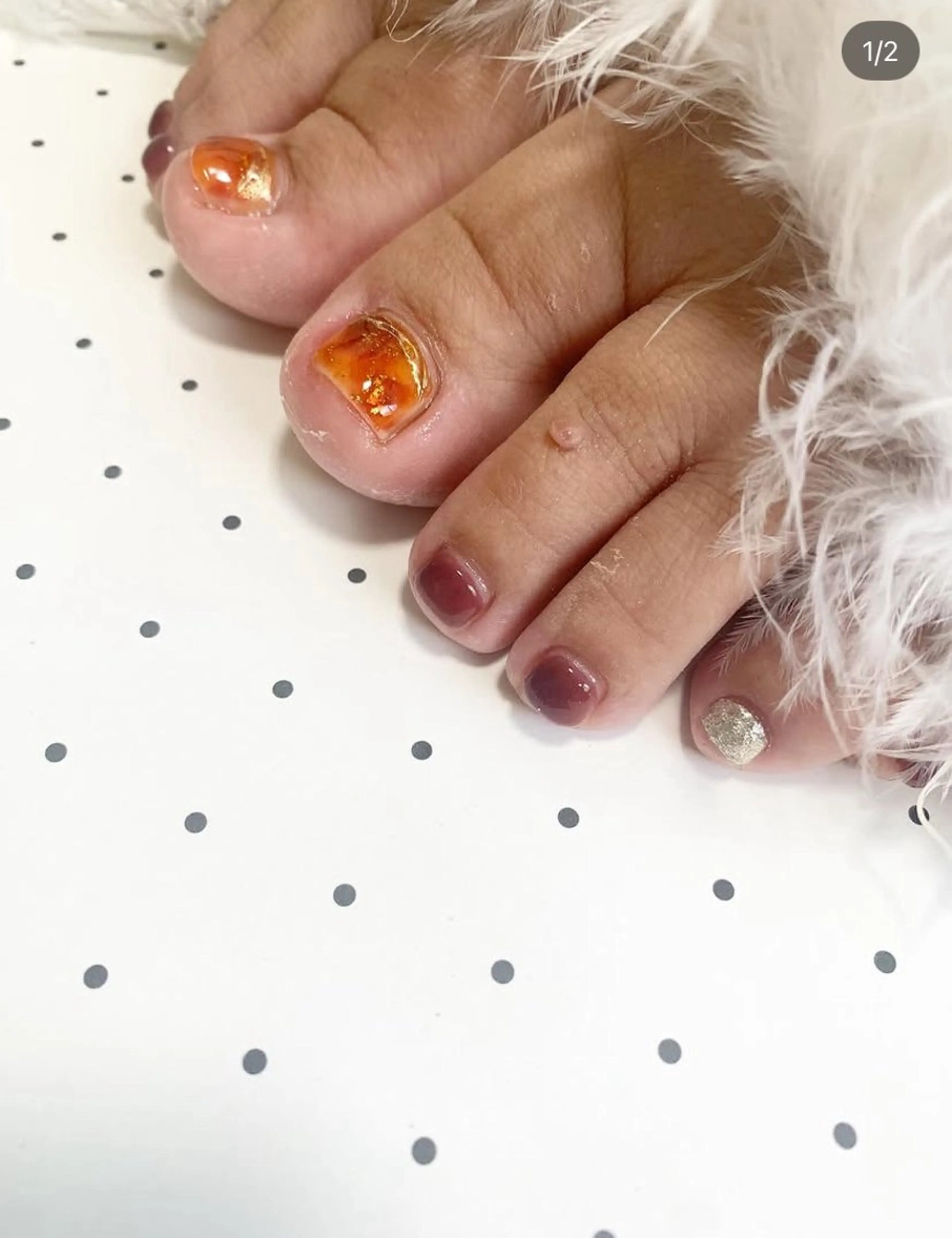 ネイル べっ甲ネイル フットネイル nail salon happinessのネイルデザイン