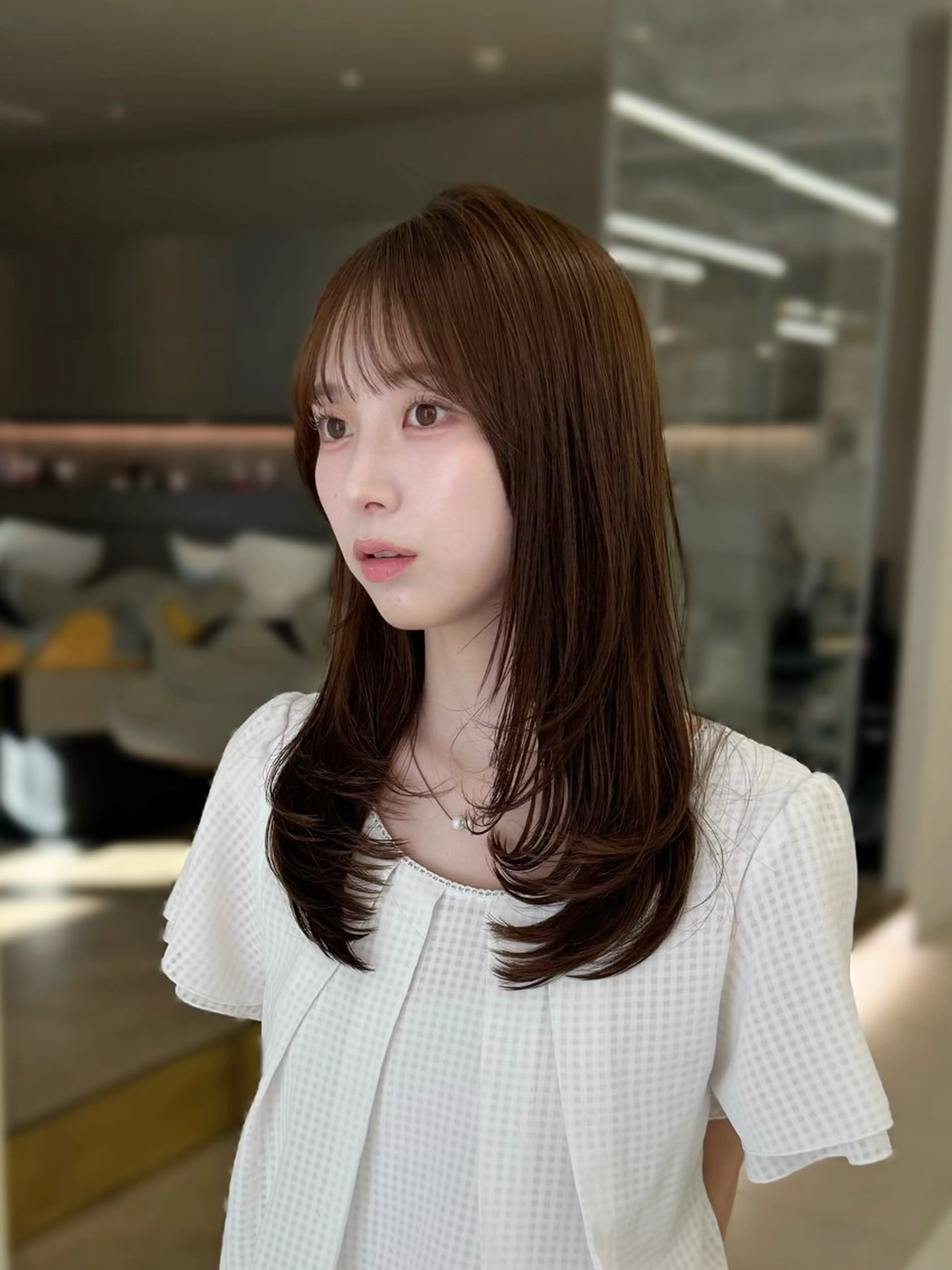 セミロング カラー カット ヘアカラー COA GINZA 空也/前髪/顔まわりのヘアスタイル