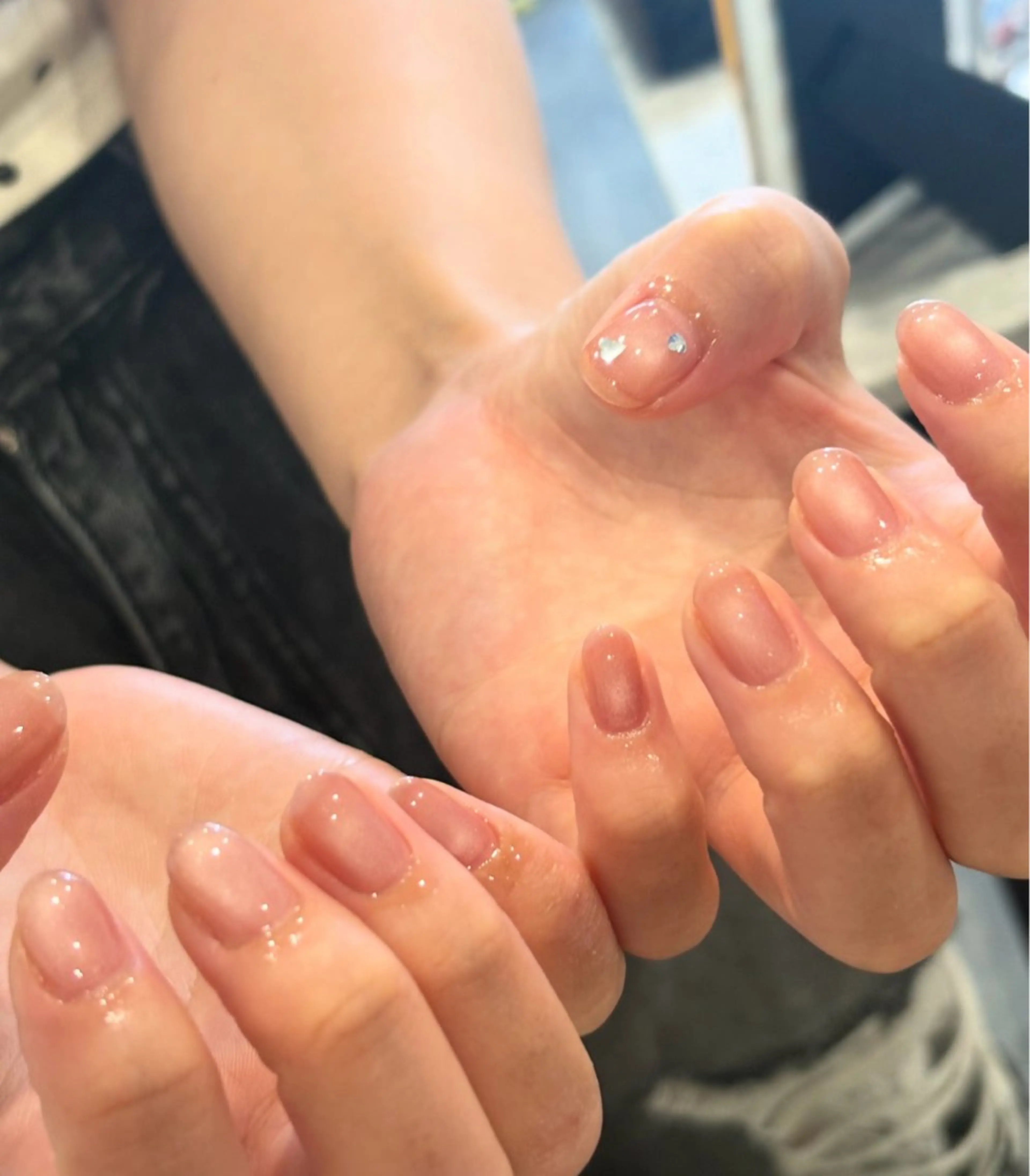 ネイル ジェルネイル ハート キラキラネイル マグネットネイル オフィスネイル 本町🤍ちゅるん 自爪育成✨🤍のネイルデザイン