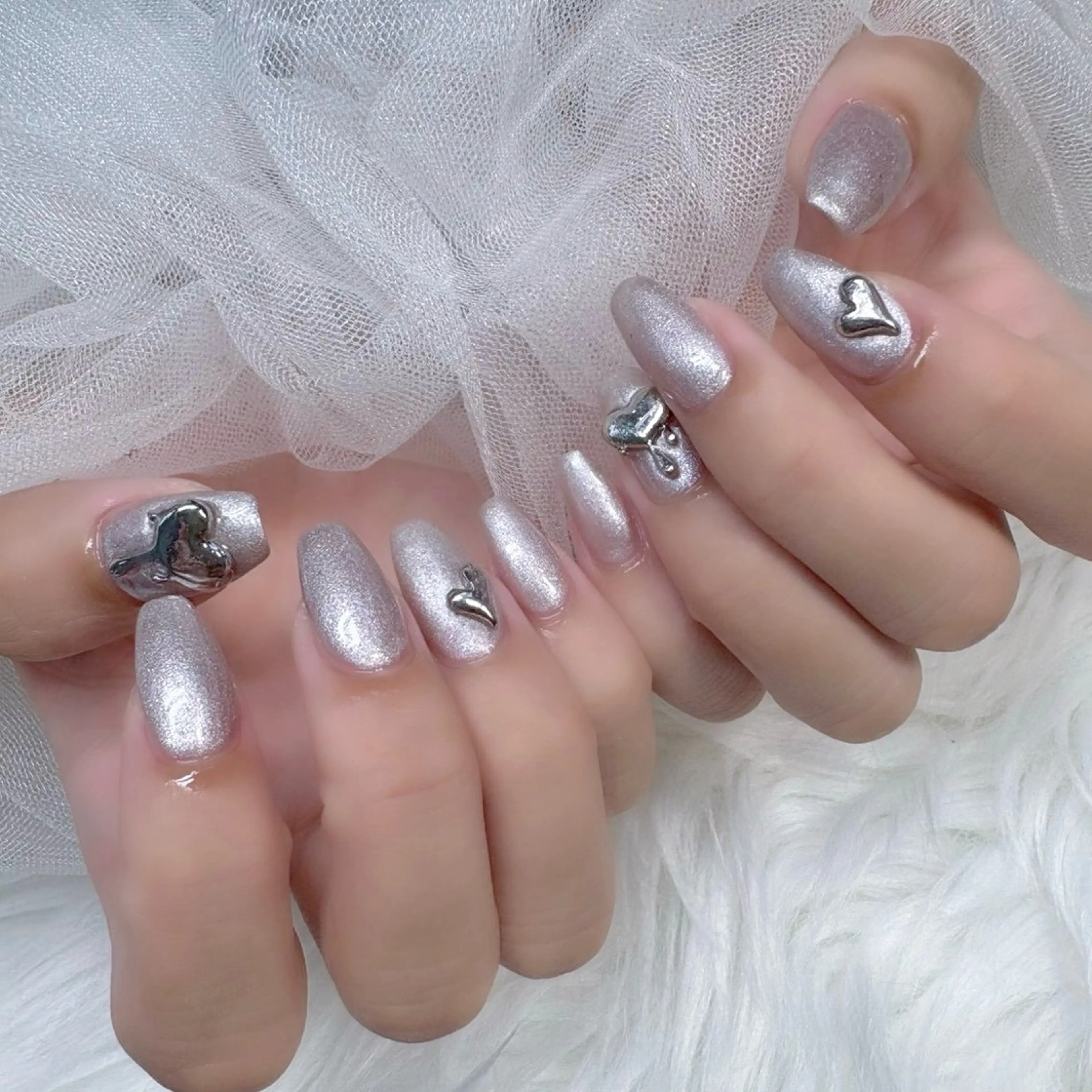 ネイル ラメ(グリッター) パープル シルバー 中野駅徒歩1分 ミオのネイルデザイン