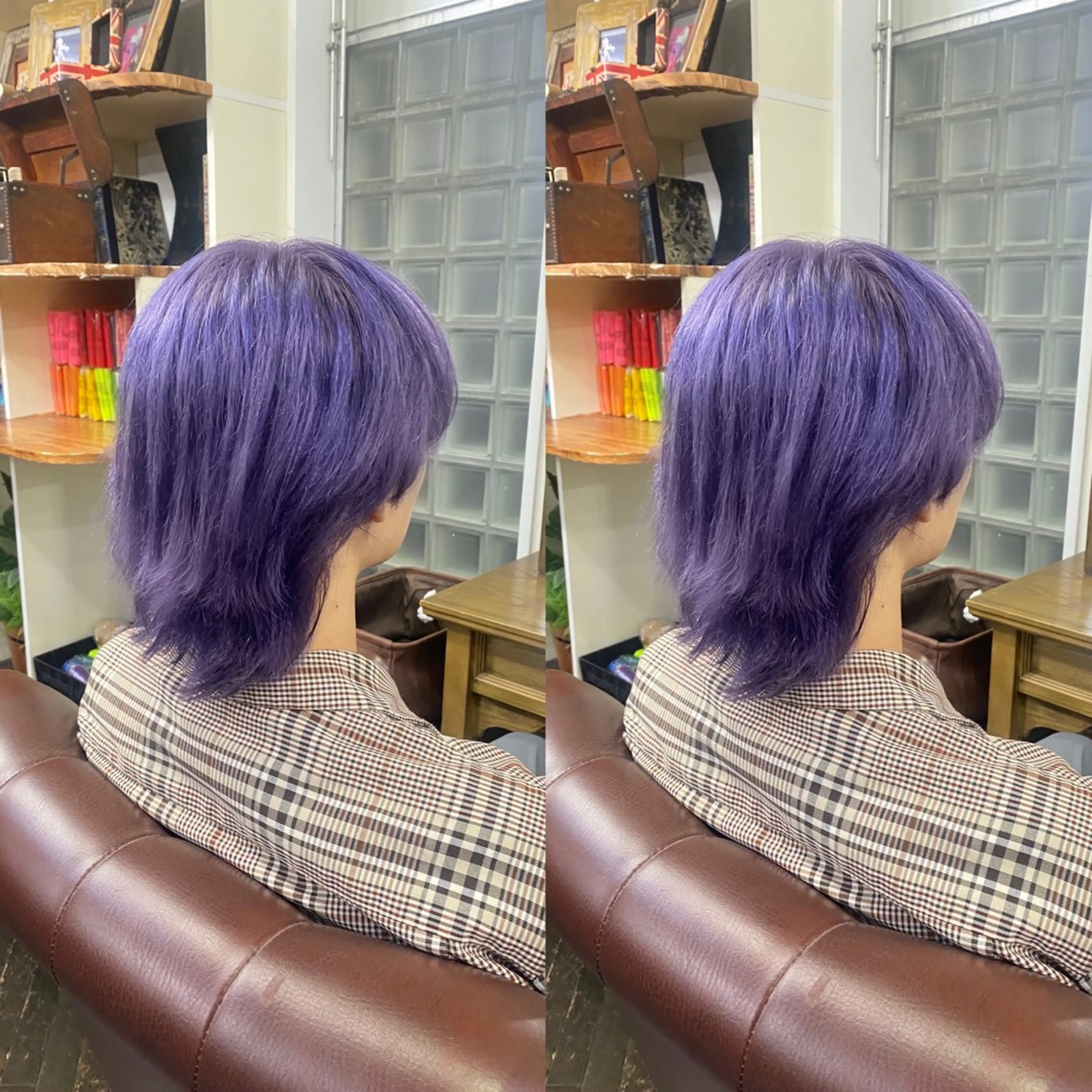 ショート カラー メンズ ブルーカラー カット ヘアカラー トリートメント 💎ハイトーン/艶 カラー モエカ💎のヘアスタイル