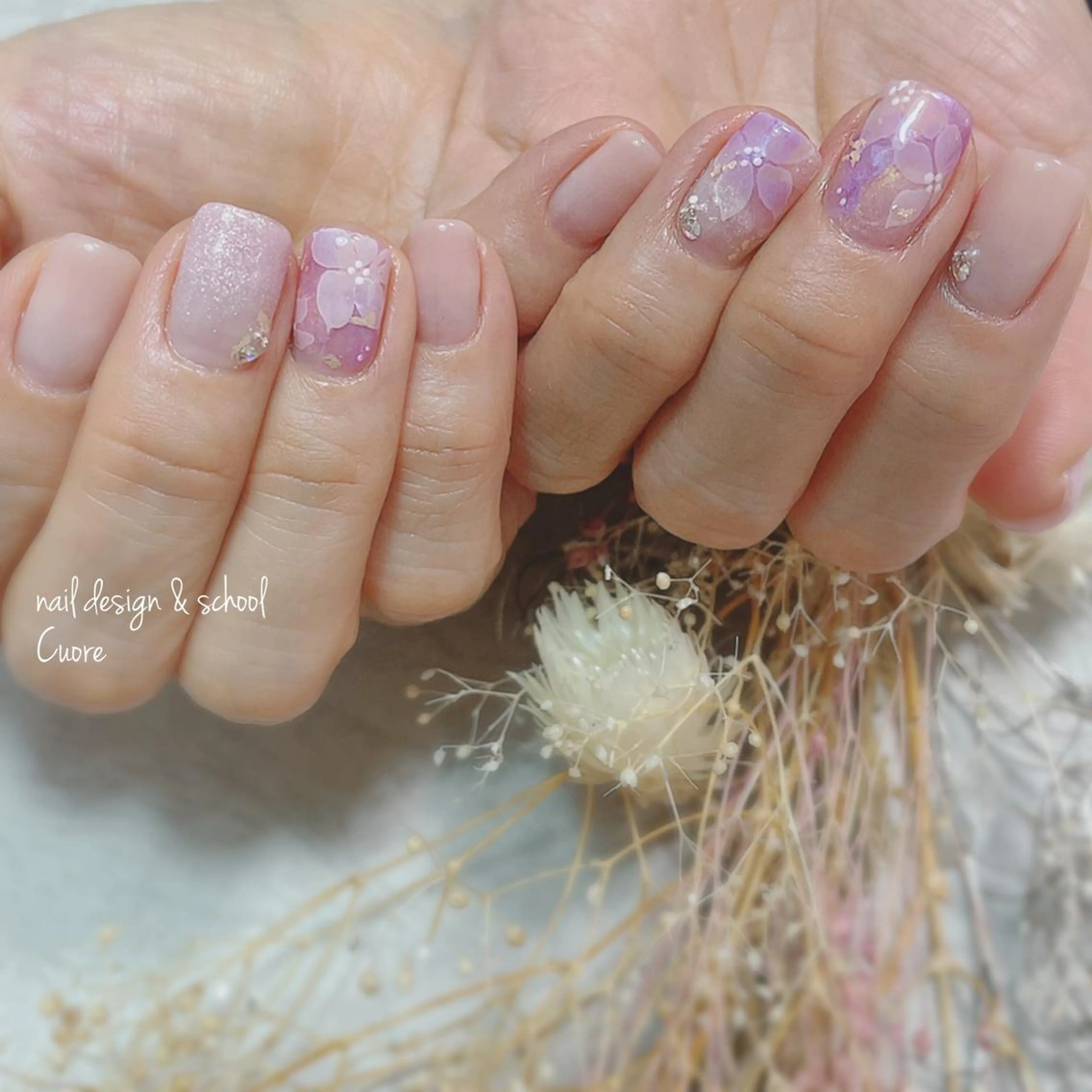 ネイル アートネイル ジェルネイル ニュアンスネイル シンプルネイル 春ネイル Cuore谷岡紗妃/ 宮崎台のネイルデザイン