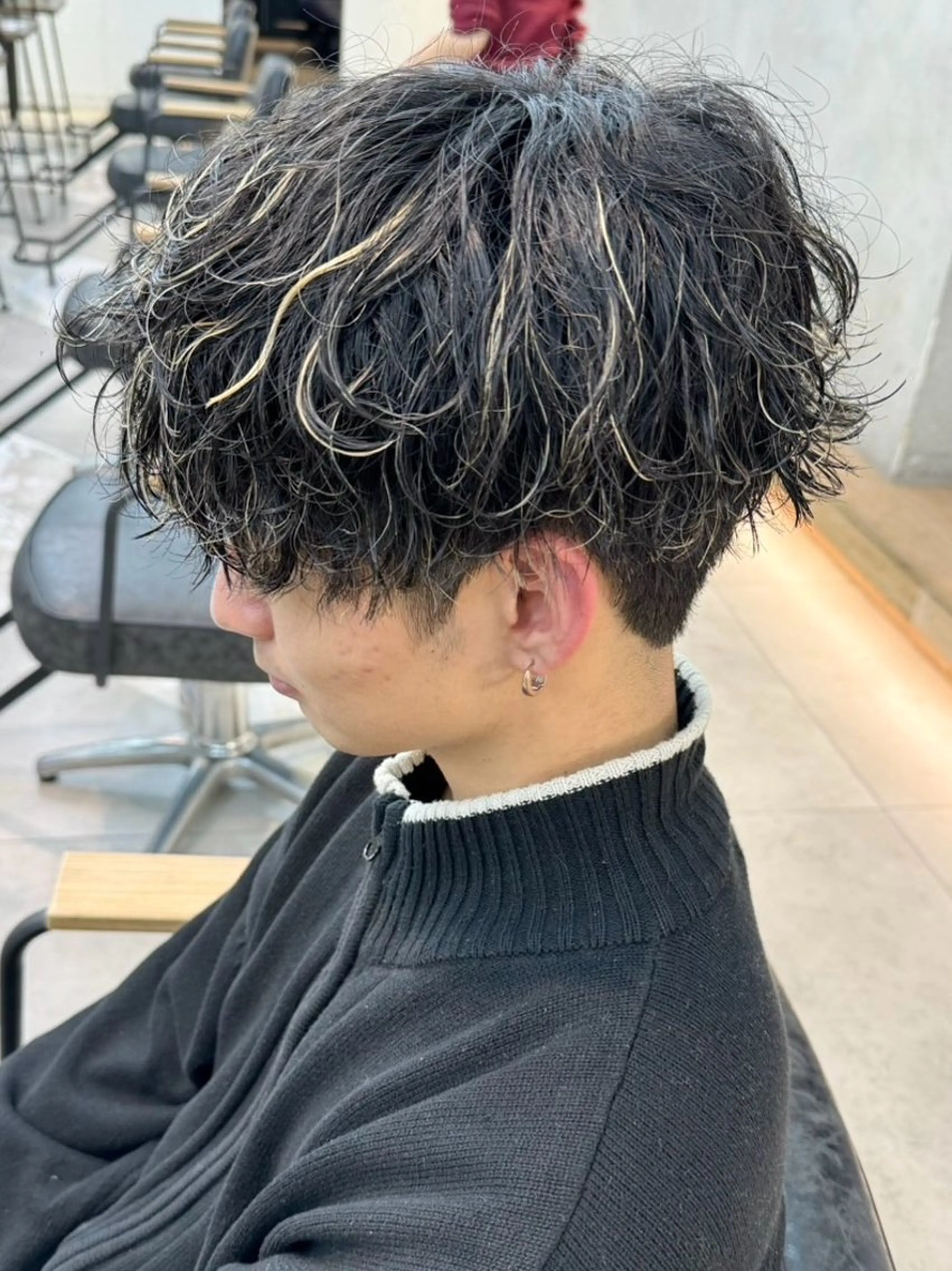 カラー パーマ メンズ カット ヘアカラー パーマ メンズパーマ/ メッシュ📍ユリのヘアスタイル