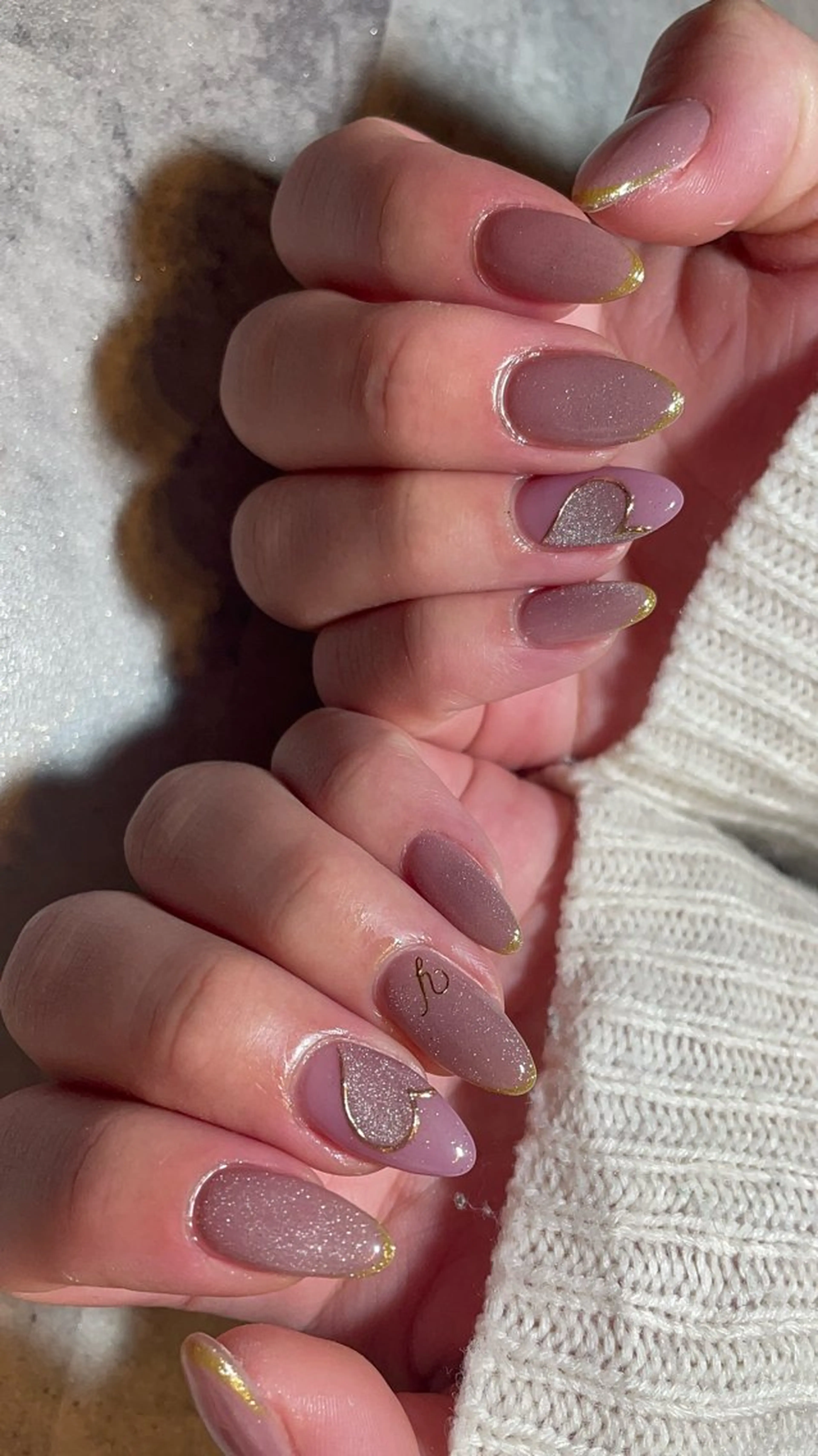 ネイル ハート マグネットネイル ハンドネイル nail salon ラピスラズリのネイルデザイン