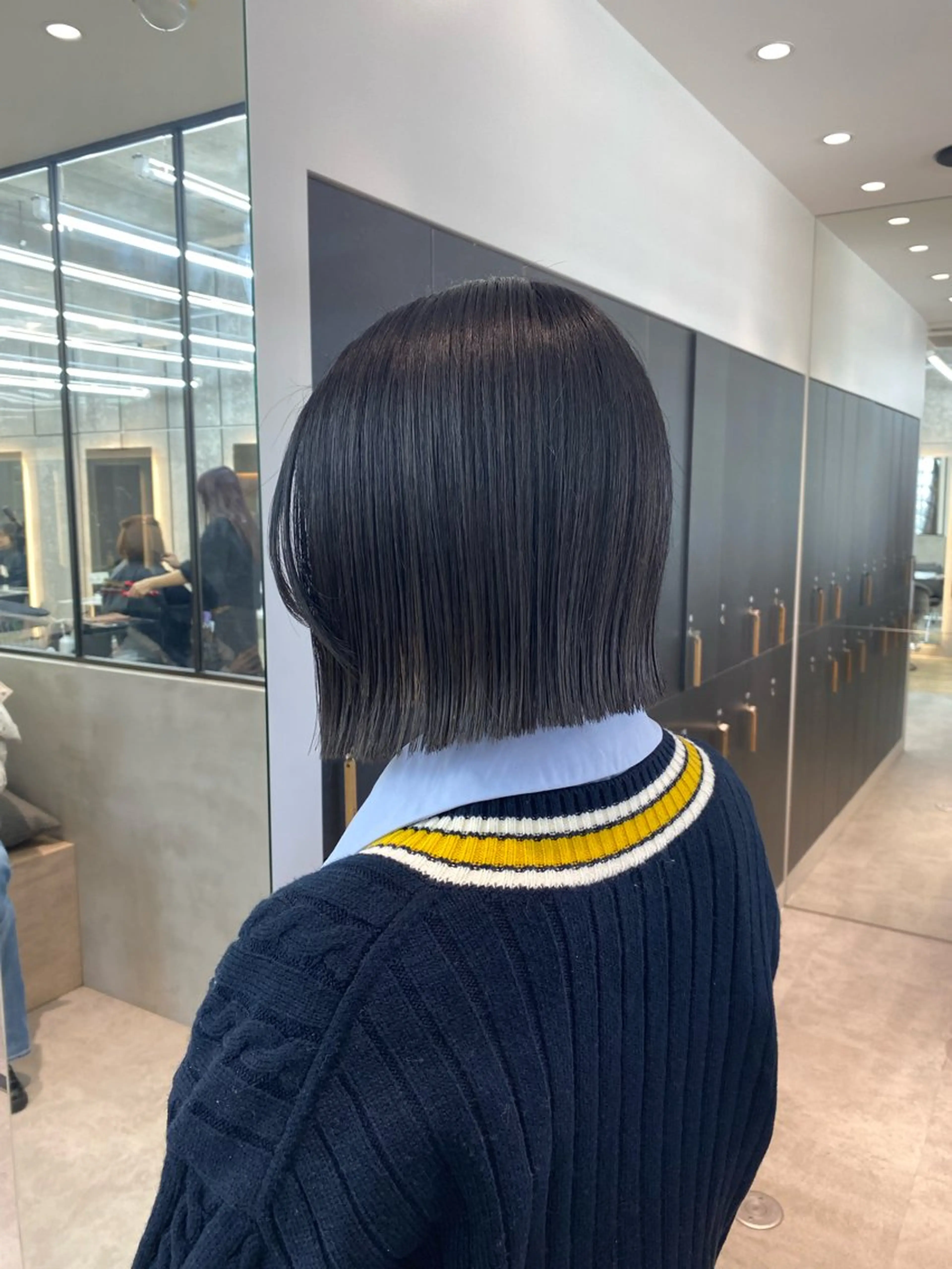 ミディアム カラー レイヤーボブ縮毛矯正 韓国RINAのヘアスタイル