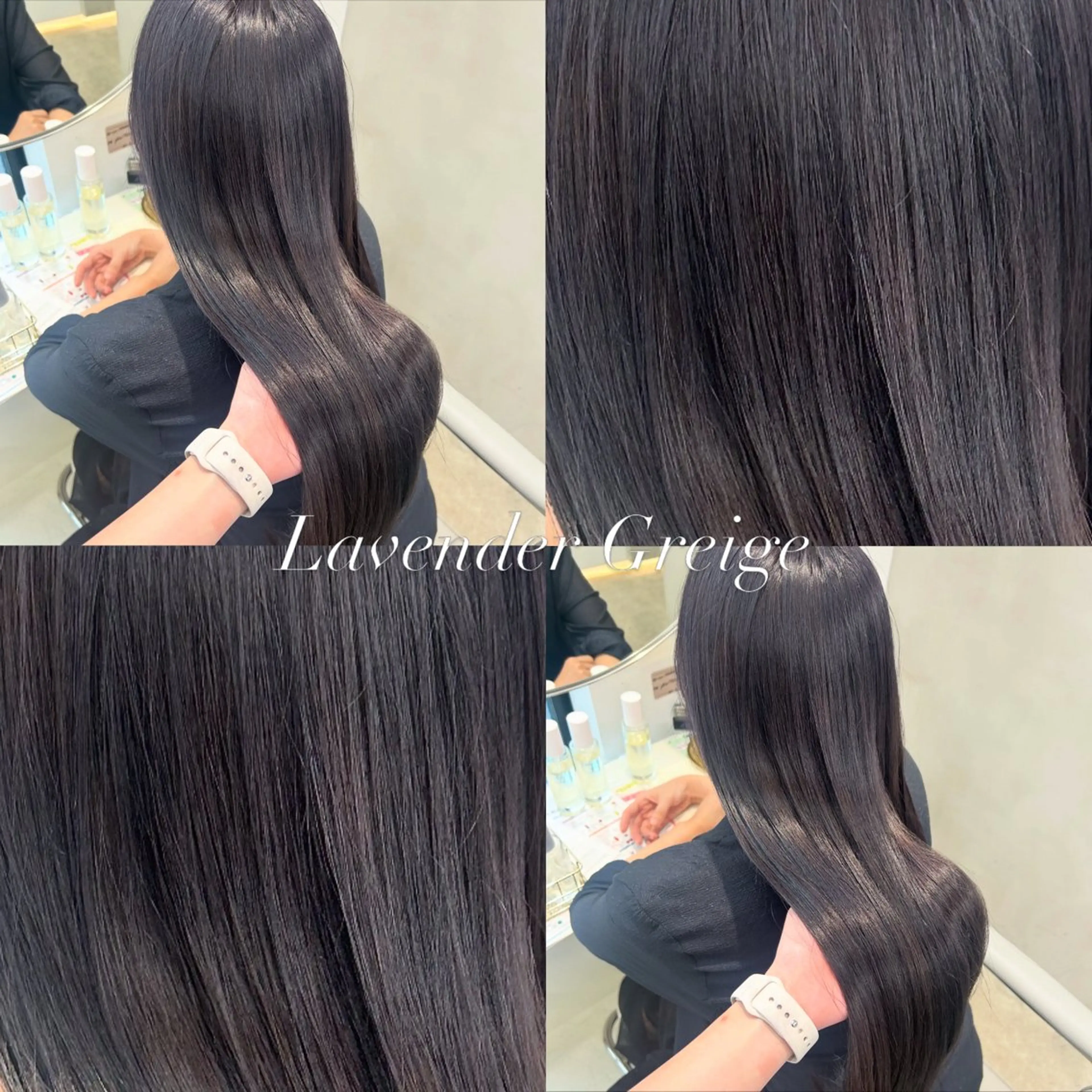 ロング カラー ブリーチ グレージュ ラベンダーカラー ラベンダーグレージュ ラベンダーグレー 透明感×艶髪/ 韓国レイヤー／MIOのヘアスタイル