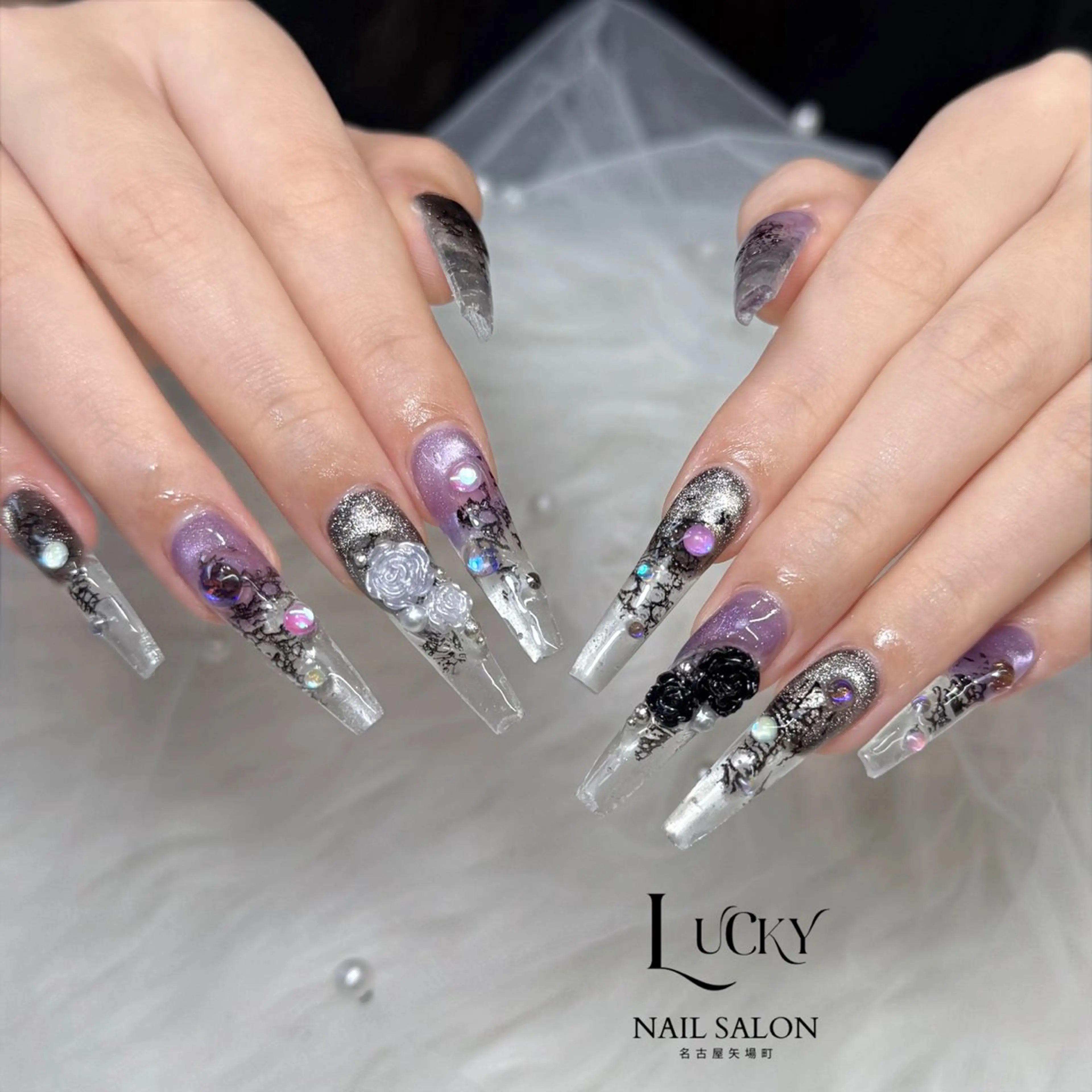 ネイル アートネイル ジェルネイル ロングネイル 持ち込み シンプルネイル ハンドネイル Lucky Nail Salonのネイルデザイン