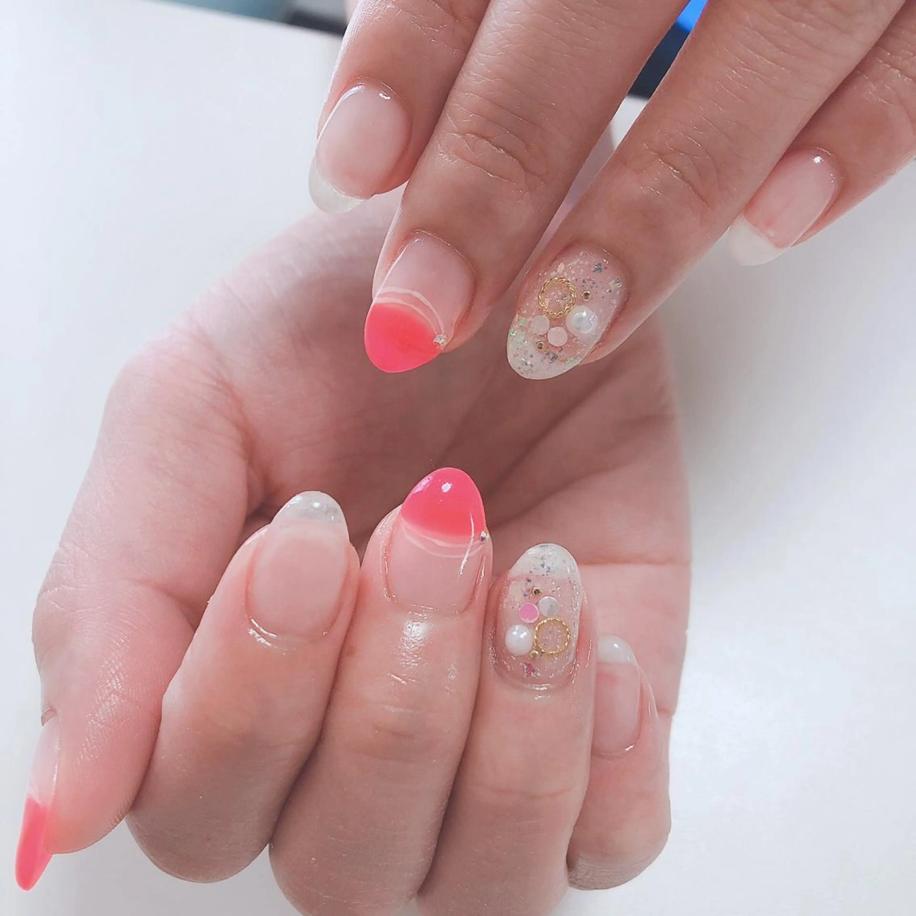 ネイル アートネイル 長さ出し フットネイル グリーン ニュアンスネイル Lily Roseスタッフ一同のマツエク・マツパデザイン