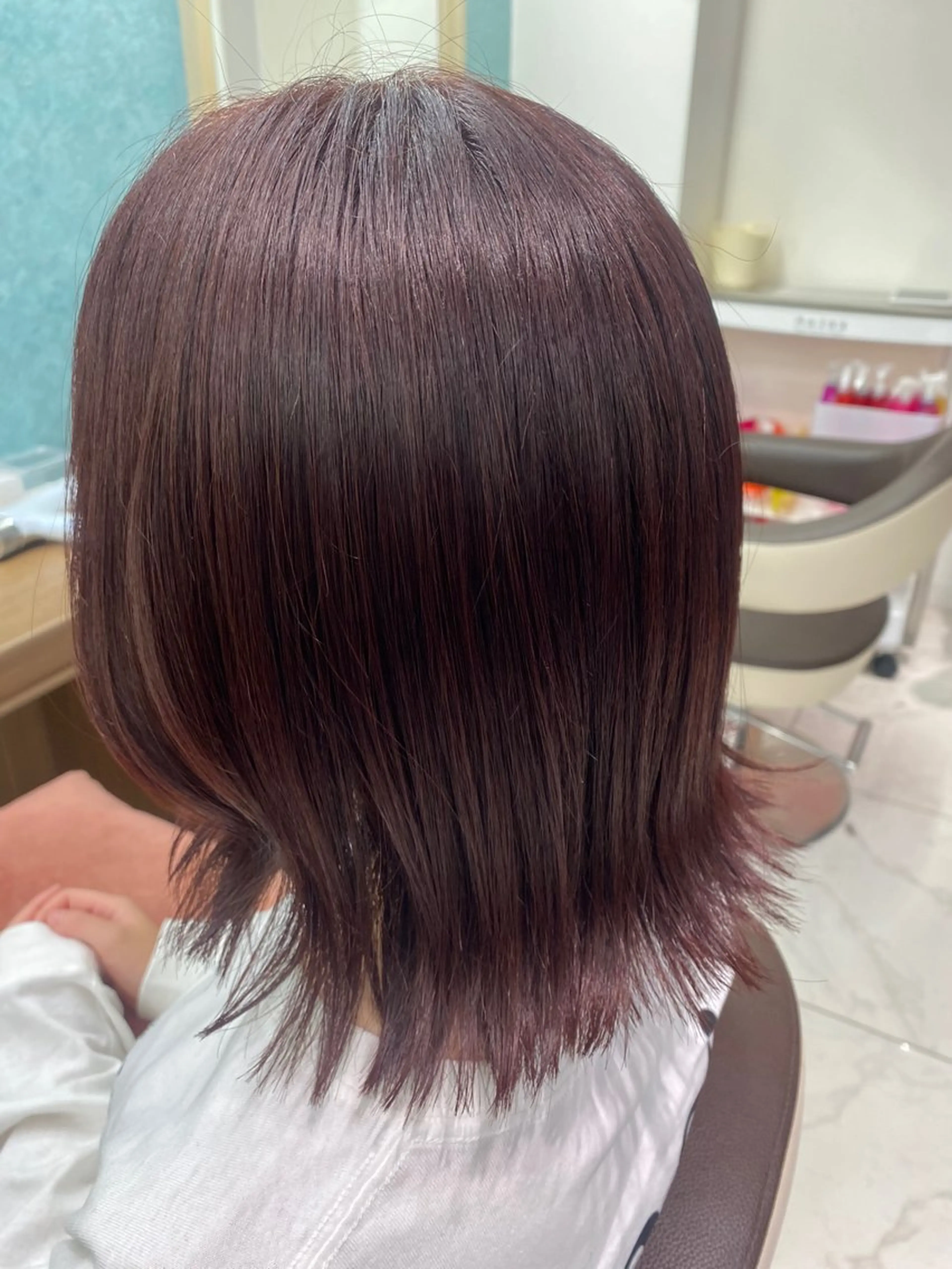 ミディアム カラー ブリーチ ラベンダーカラー ブリーチなしカラー ピンクカラー ピンクラベンダー カット ヘアカラー トリートメント 長妻莉央/縮毛矯正 髪質改善カラーのヘアスタイル