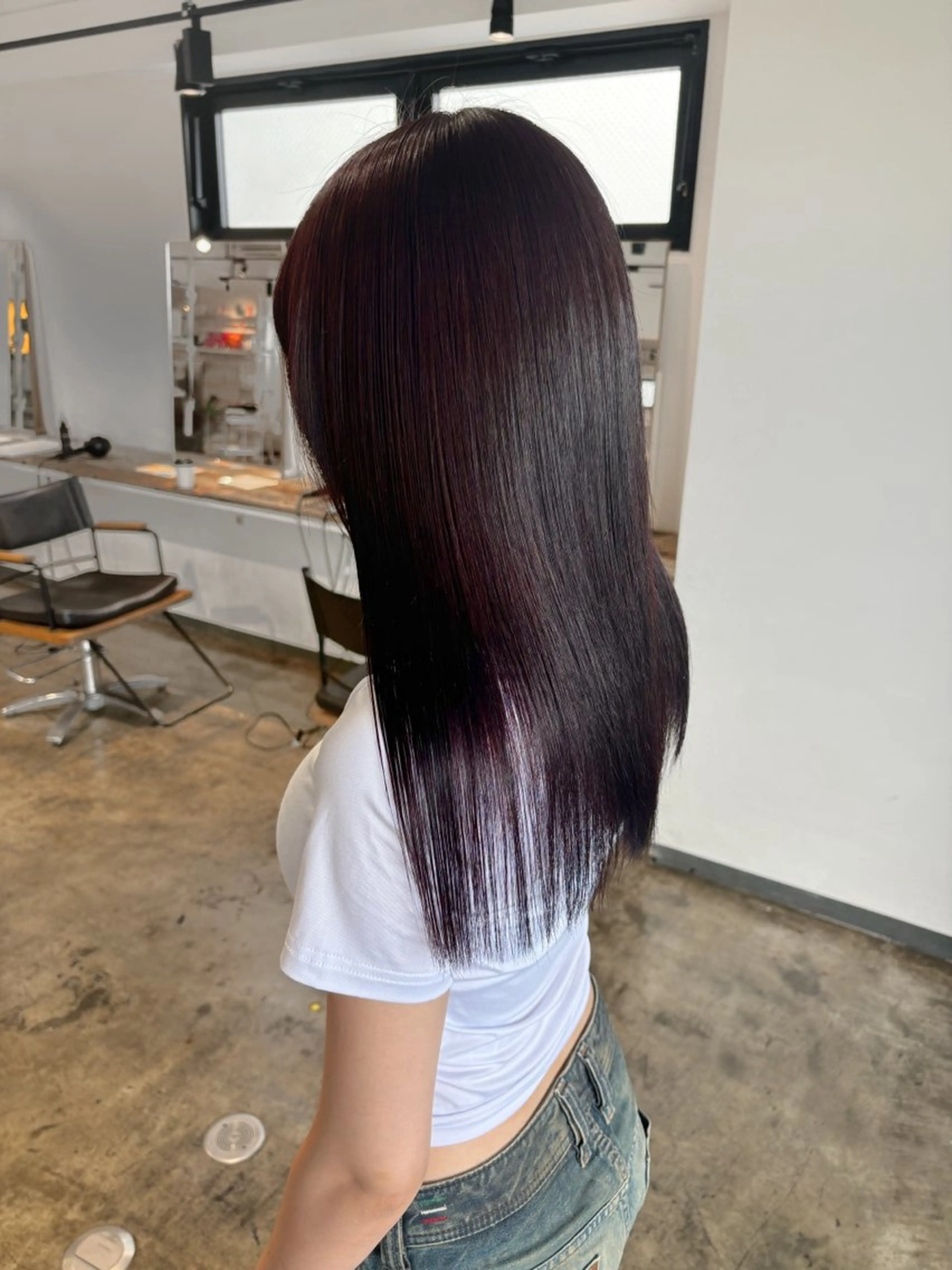 ロング カラー ブリーチ ケアカラー カシス ディープパープル ブリーチなしカラー 暖色カラー🍒 ケアブリーチ/akiのヘアスタイル