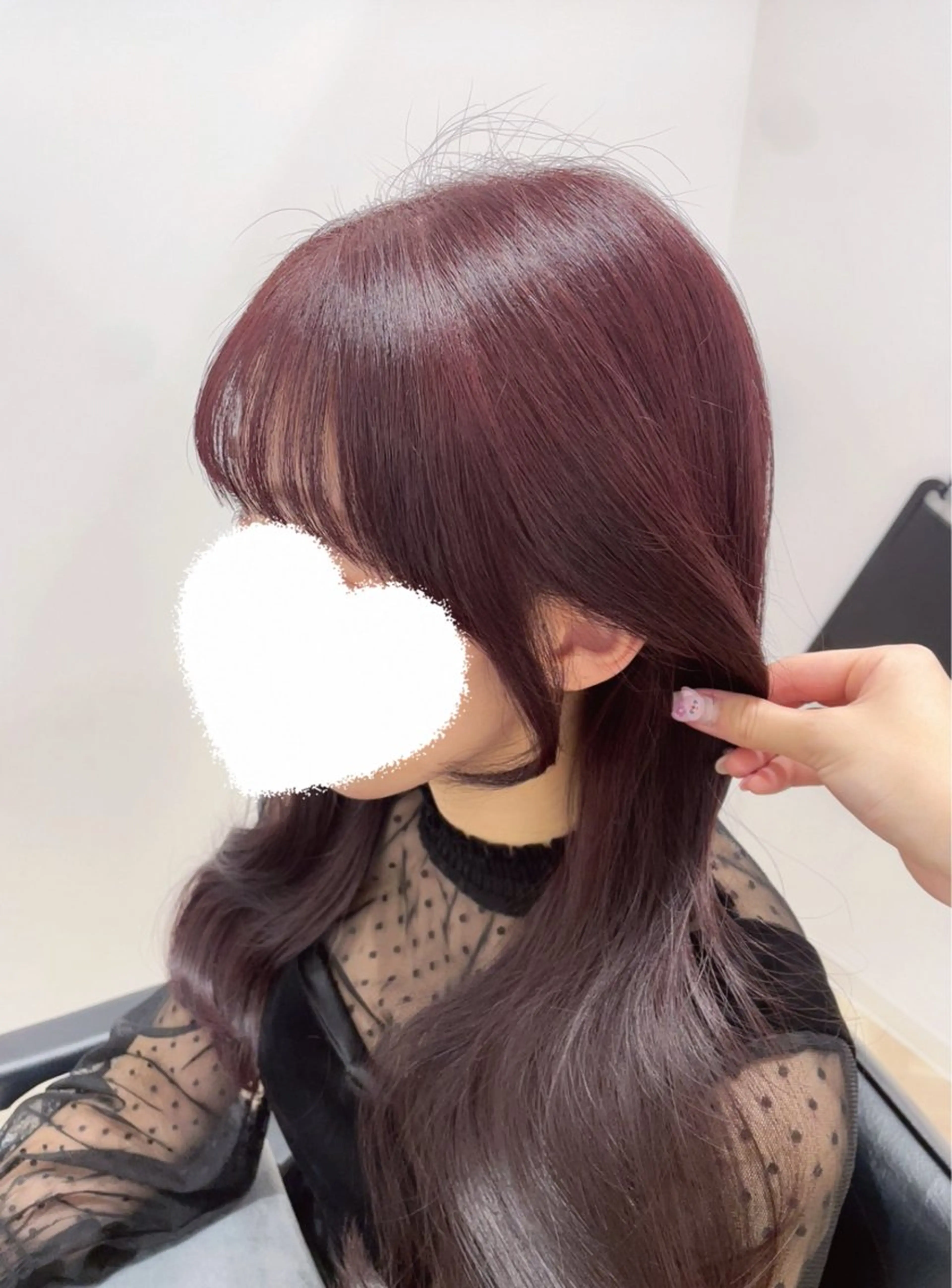 ロング カット ヘアカラー トリートメント 顔まわり🎀ピンク 💖ゆうなのヘアスタイル