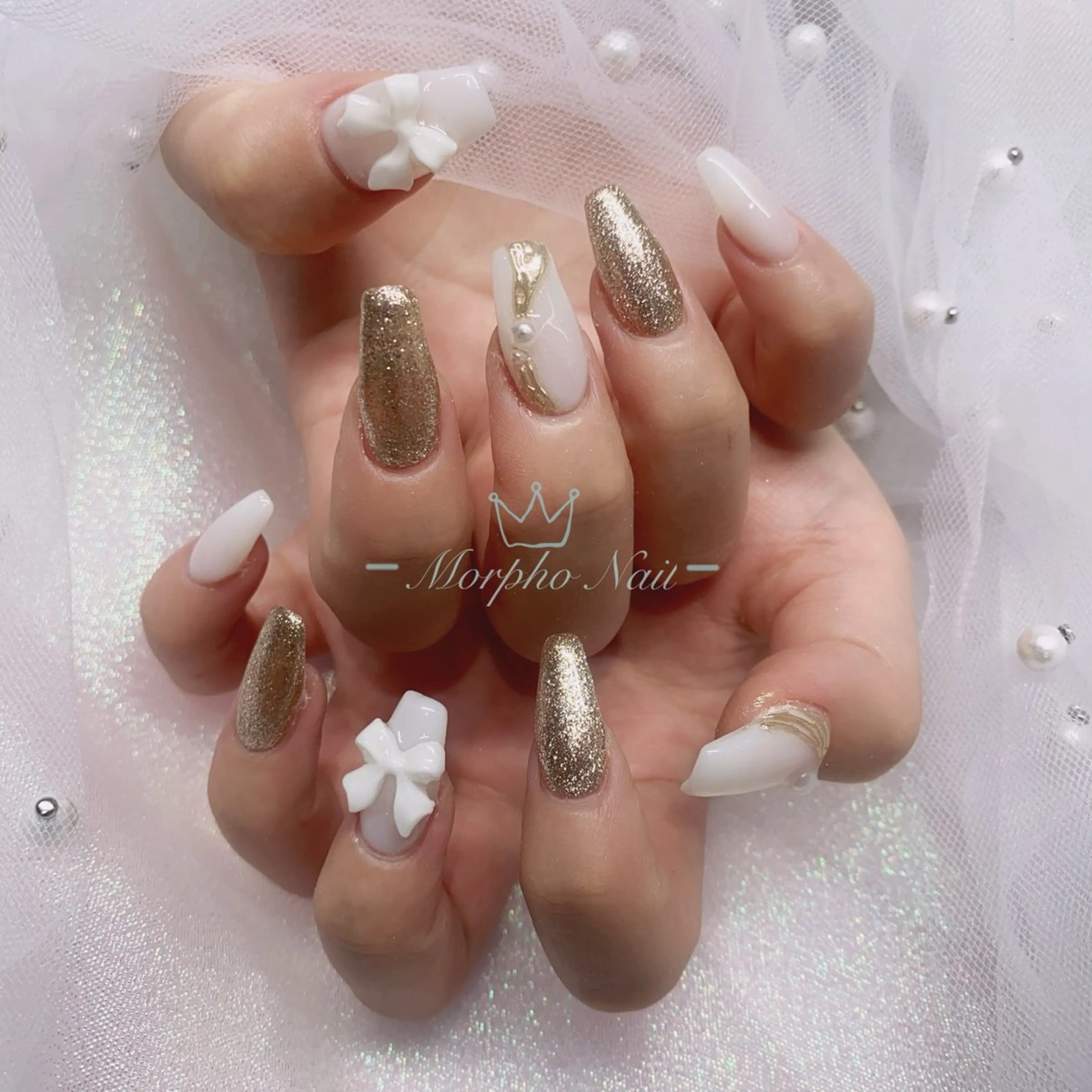 ネイル 長さ出し ジェルネイル キラキラネイル 大理石ネイル(マーブル) ニュアンスネイル Morpho nailのネイルデザイン
