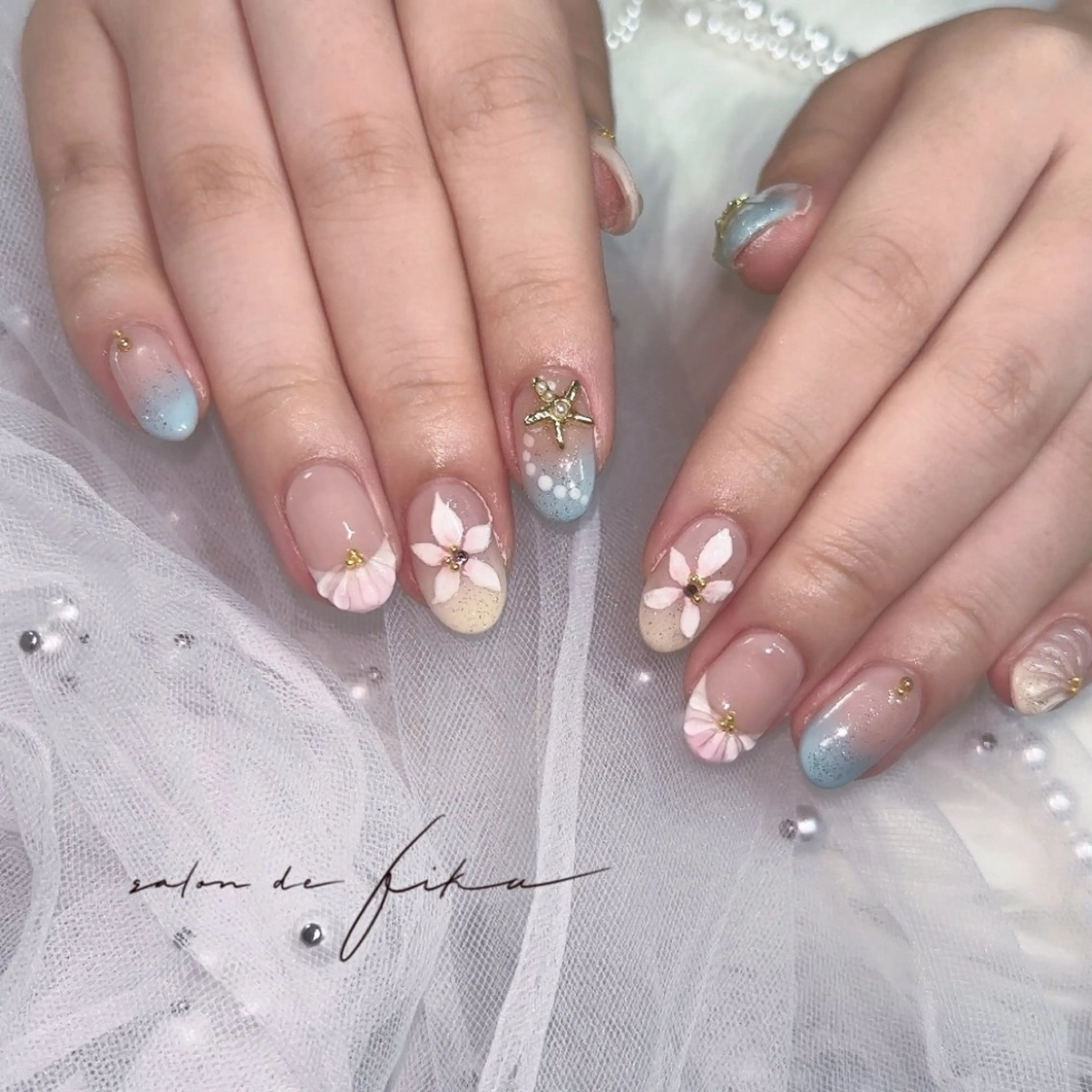 ネイル 夏ネイル ハンドネイル ayano 【パラジェル取扱店】のネイルデザイン