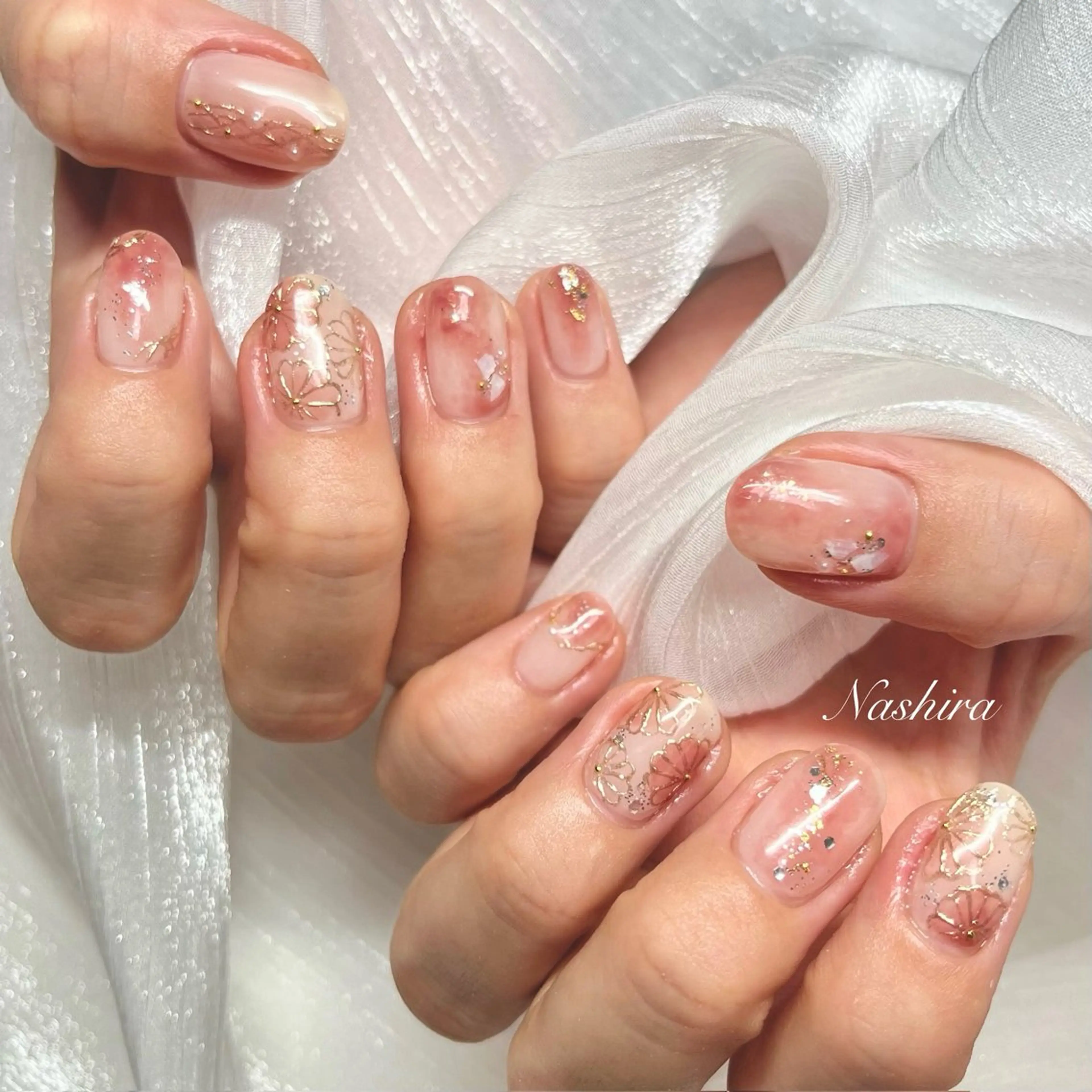 ネイル 成人式 ハンドネイル Nashira moeのネイルデザイン