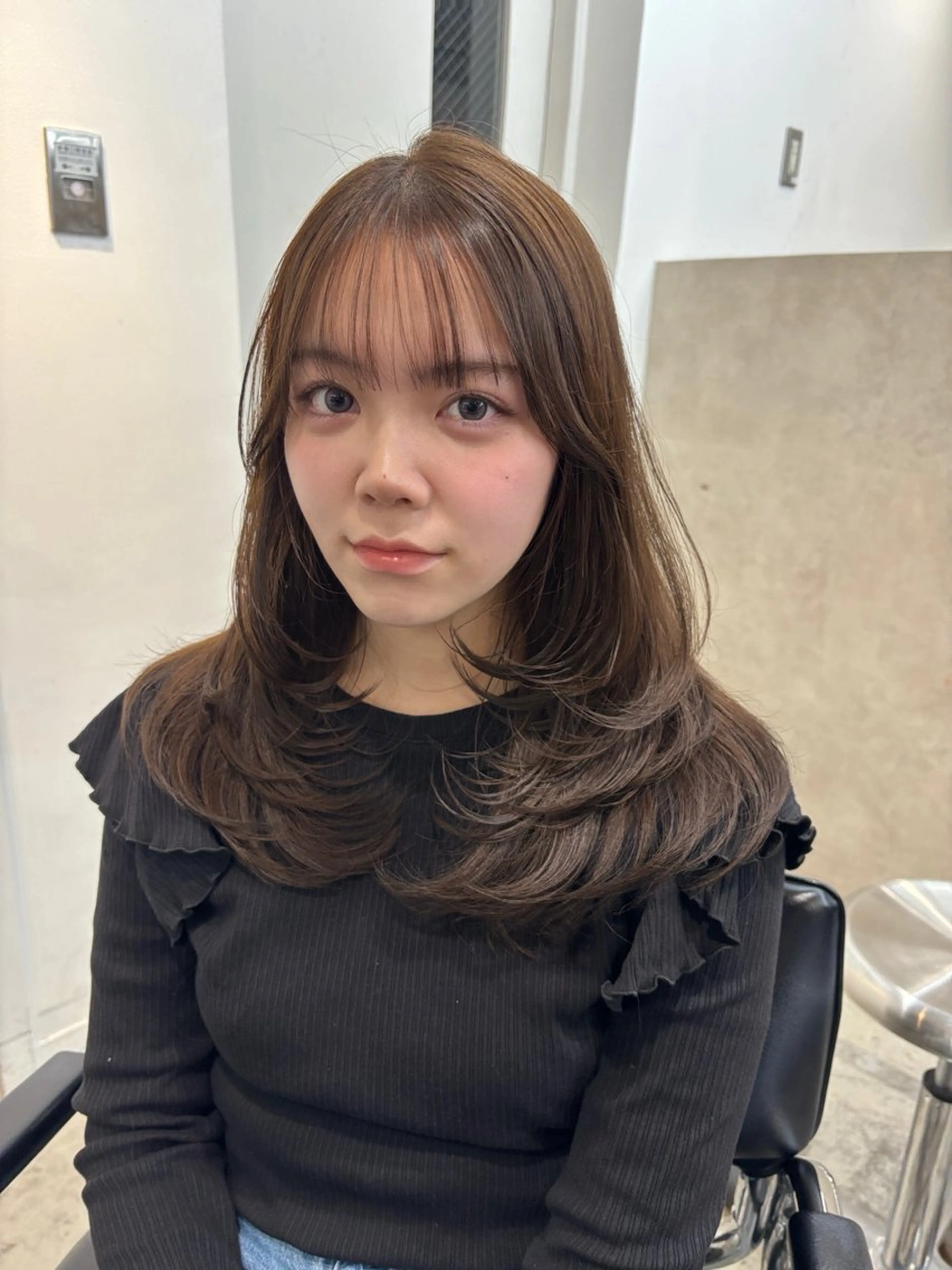 セミロング カラー ヘアアレンジ レイヤーカット 天神レイヤーカット No.1💖マユカのヘアスタイル