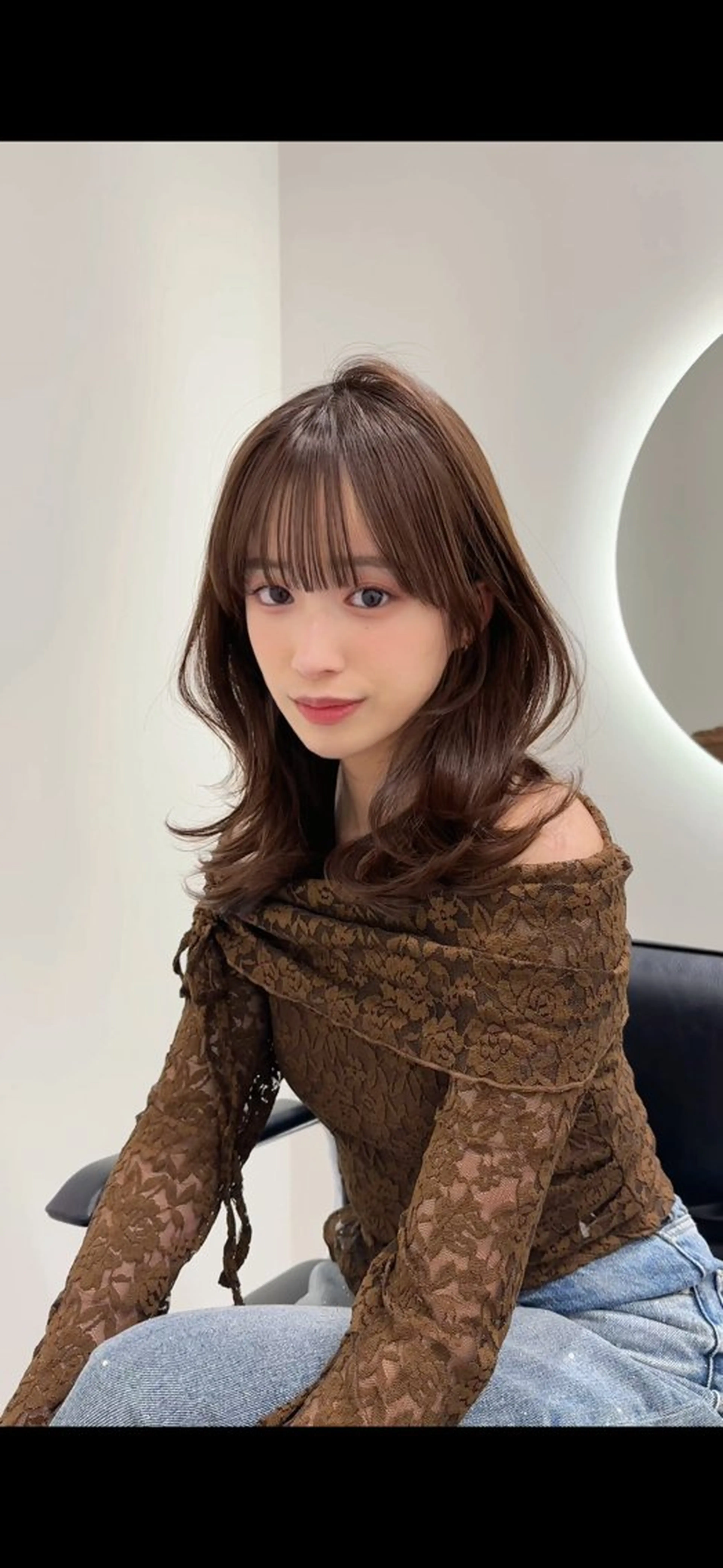 ミディアム カラー カット ヘアカラー トリートメント ブリーチなしヘーゼル 🤎透明感カラー 唯のヘアスタイル
