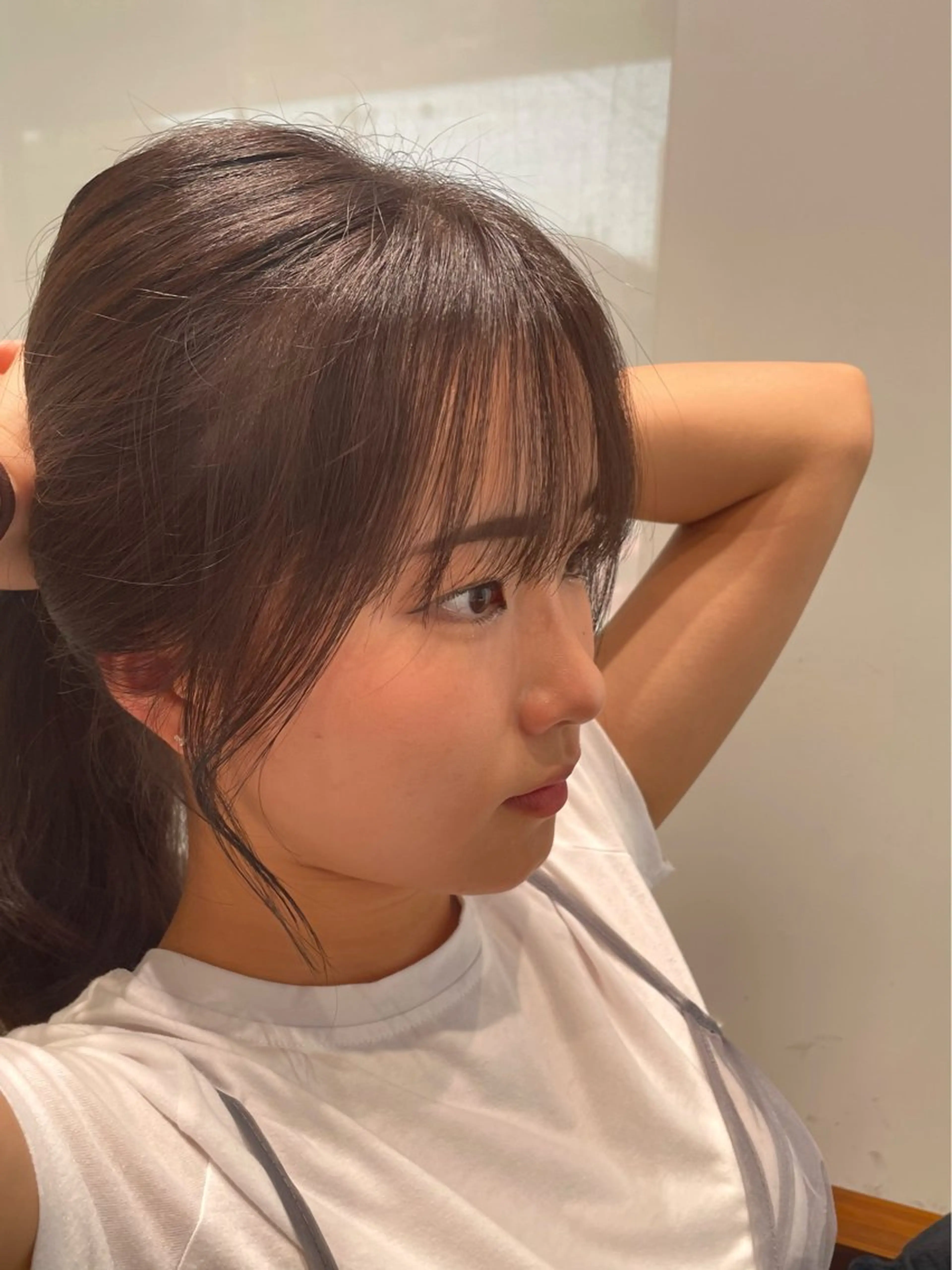 ミディアム カラー カットパーマモデル 山中 遥のヘアスタイル