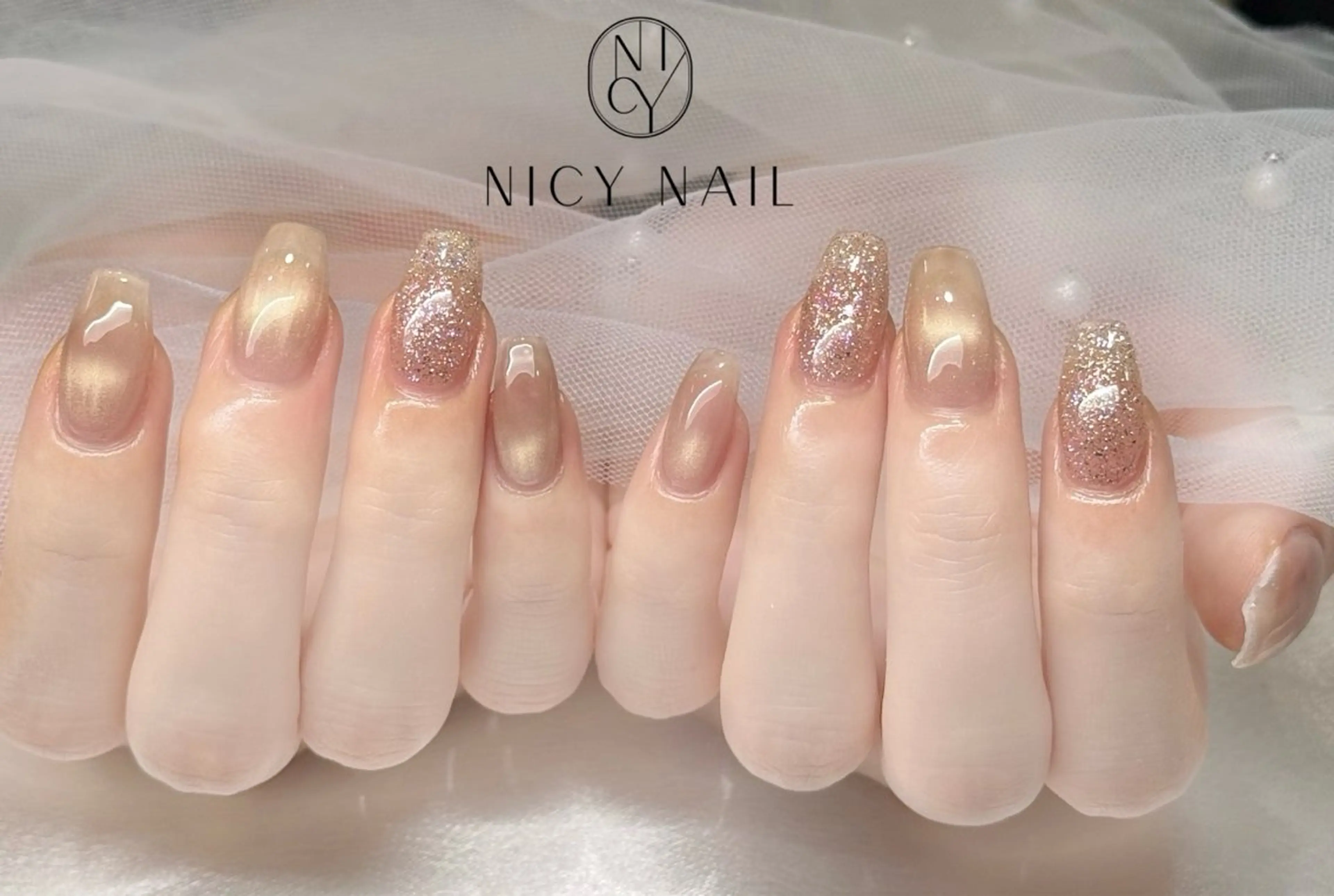 ネイル アートネイル オーロラネイル ブルー チークネイル フットネイル NICY NAIL 池袋のネイルデザイン