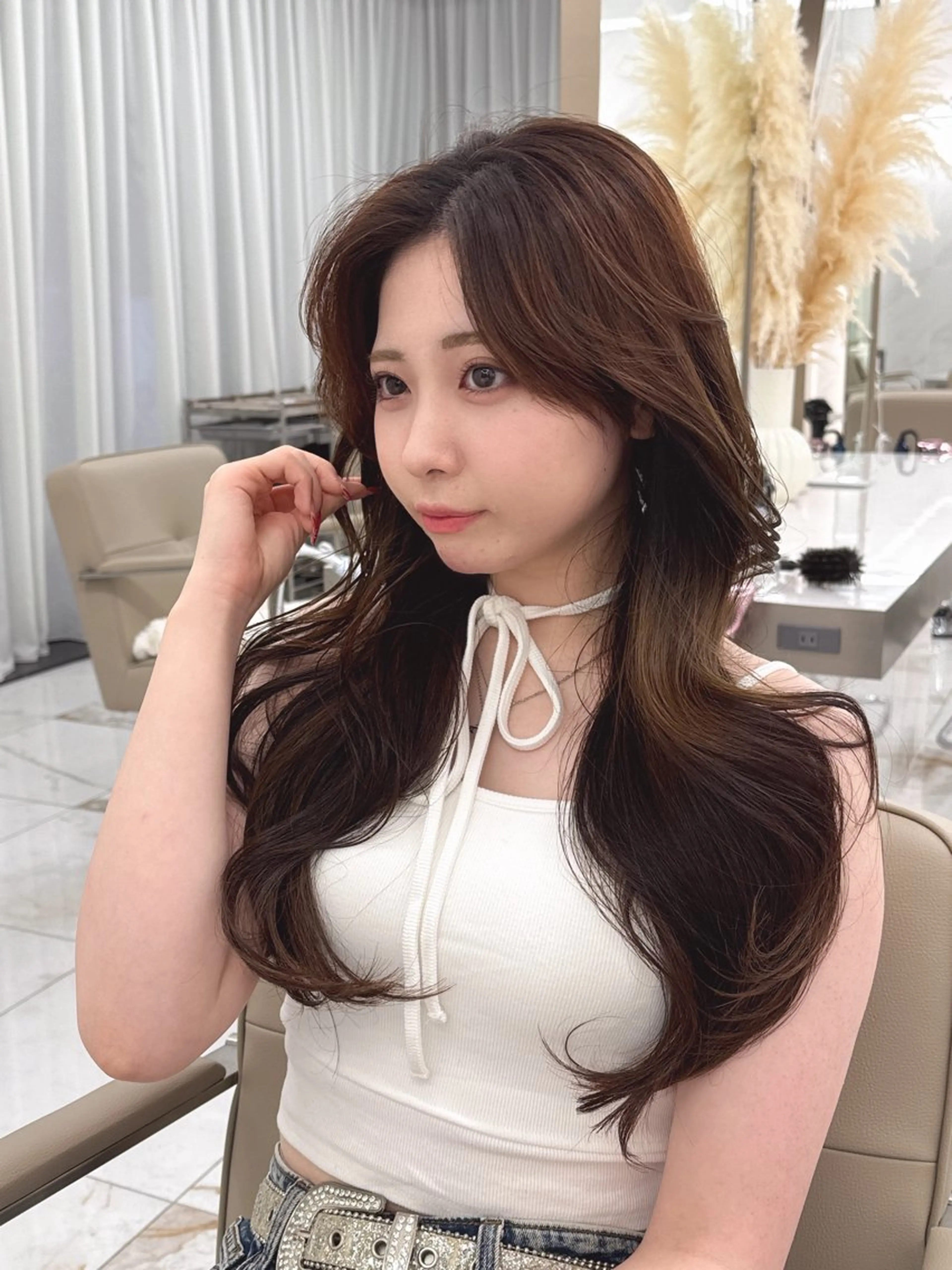 ロング のり🐼顔まわり/ 韓国/レイヤーカットのヘアスタイル