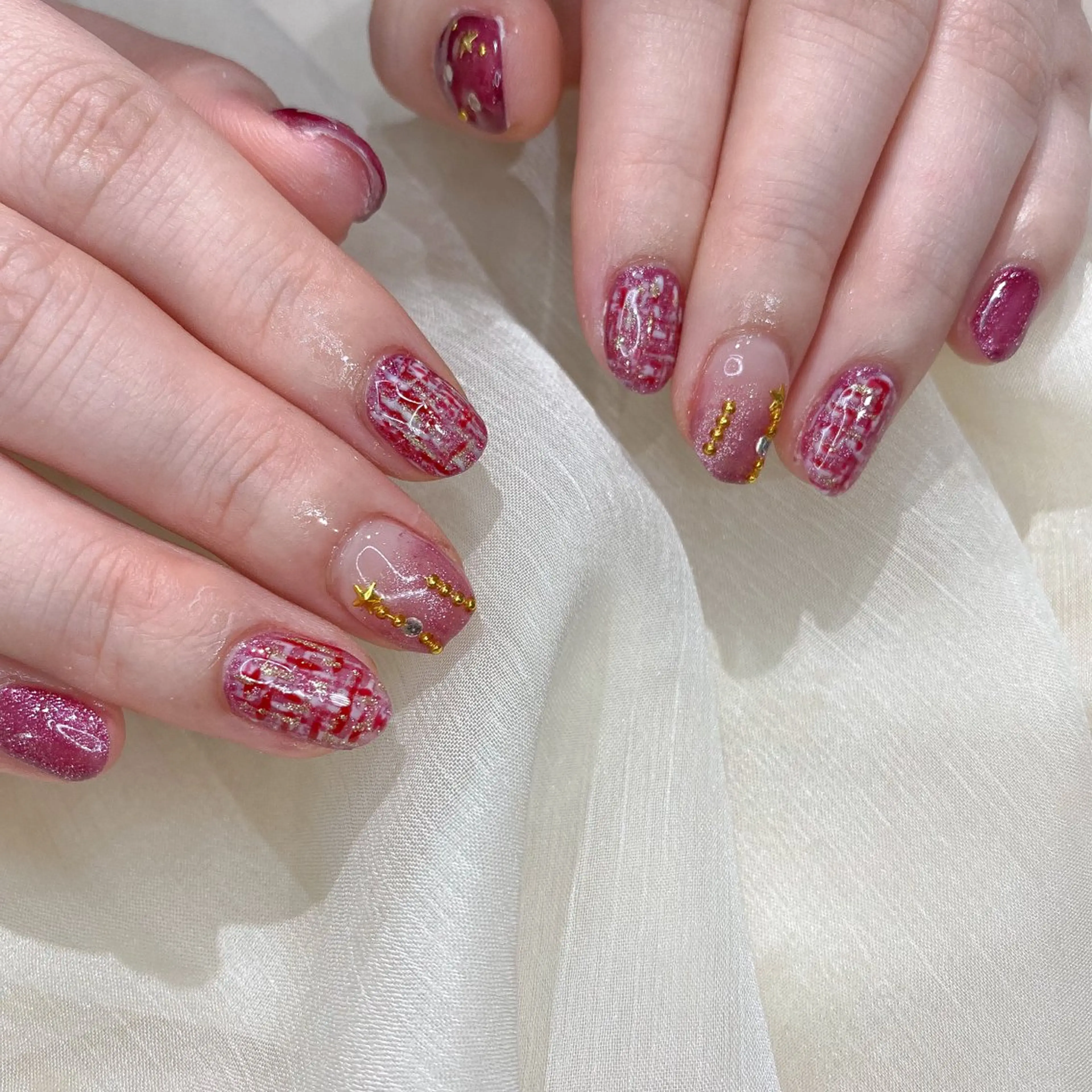 ネイル マグネットネイル ツイードネイル ネイル空間所属・muguet🎀 chikaのネイルデザイン