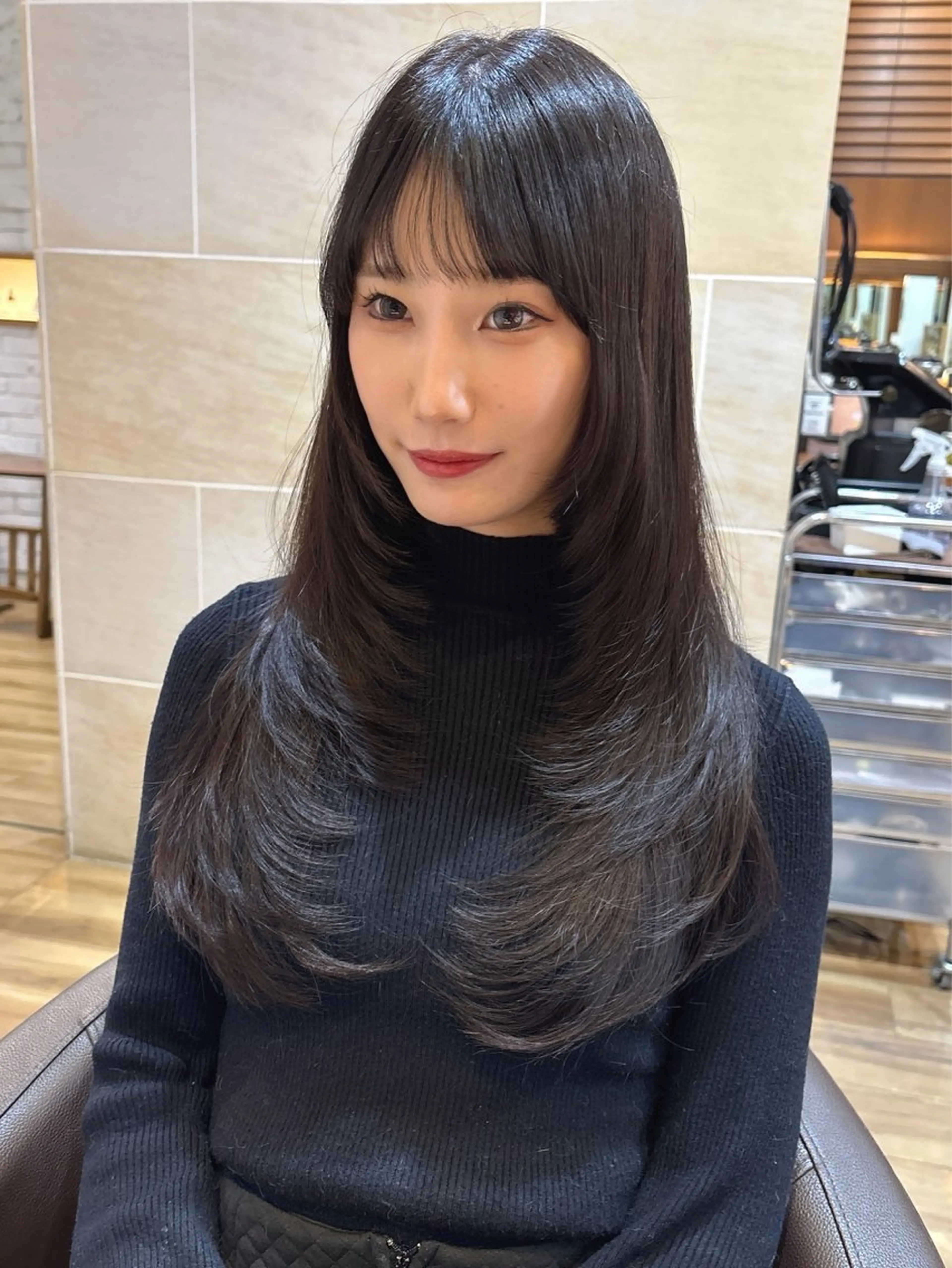 ロング カラー ハイレイヤー レイヤーカット カット ヘアカラー トリートメント レイヤーカット /透明感/千葉怜寿のヘアスタイル