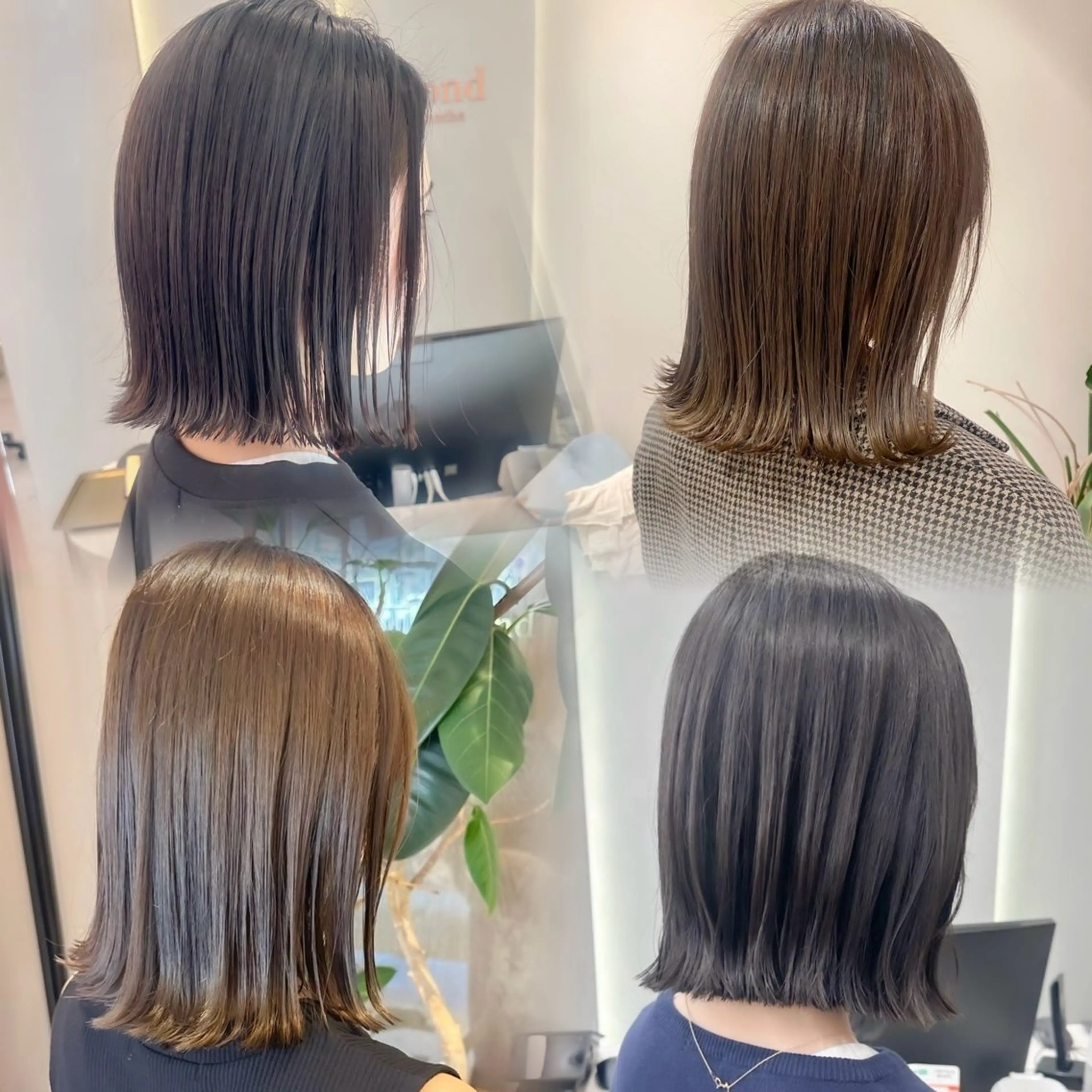 ミディアム カラー カット ヘアカラー 縮毛矯正 トリートメント 💖ボブ/髪質改善 顔周りレイヤー/ユイのヘアスタイル