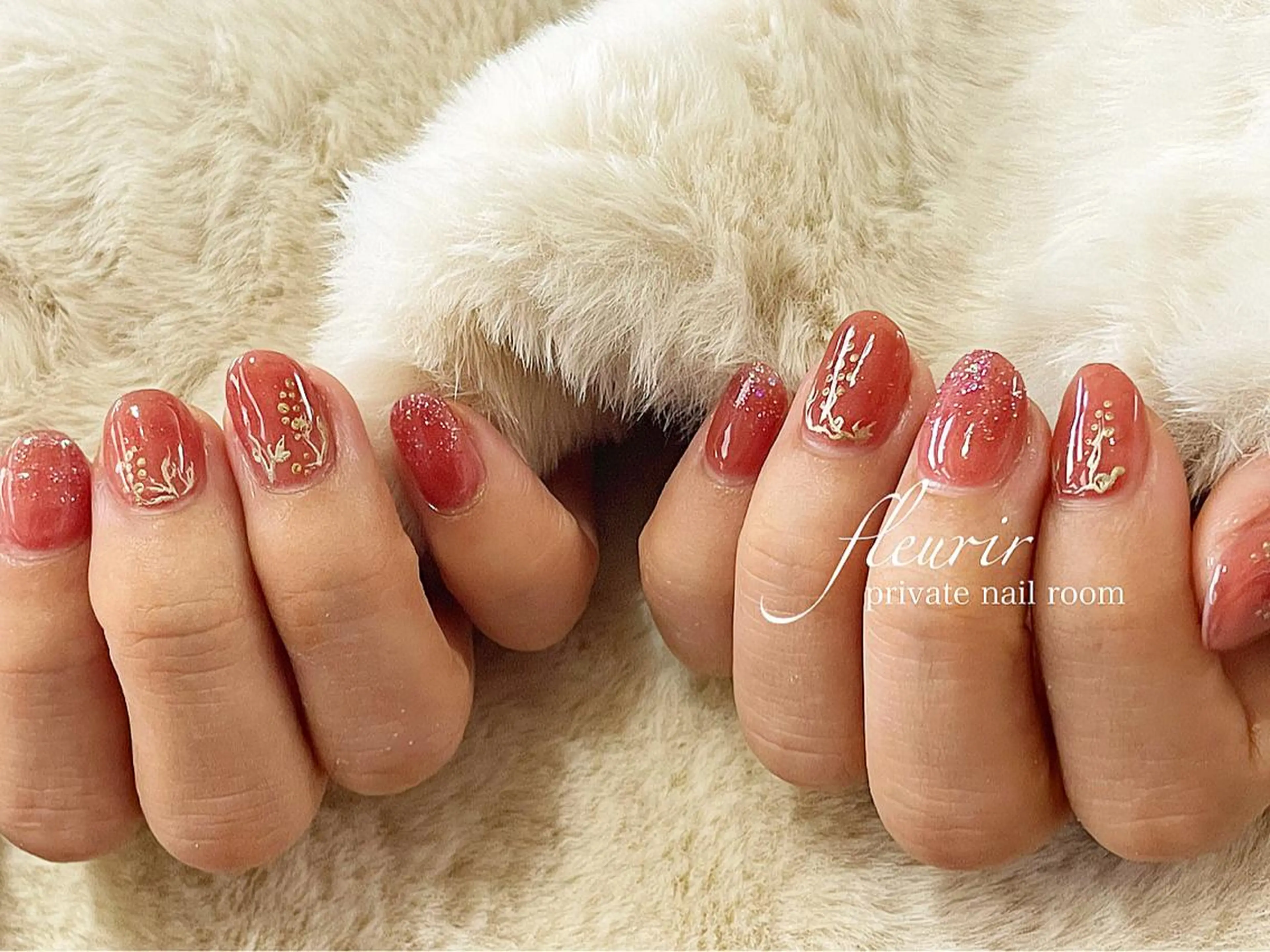 ネイル アートネイル ラメ(グリッター) フルリール 【プライベートサロンのネイルデザイン