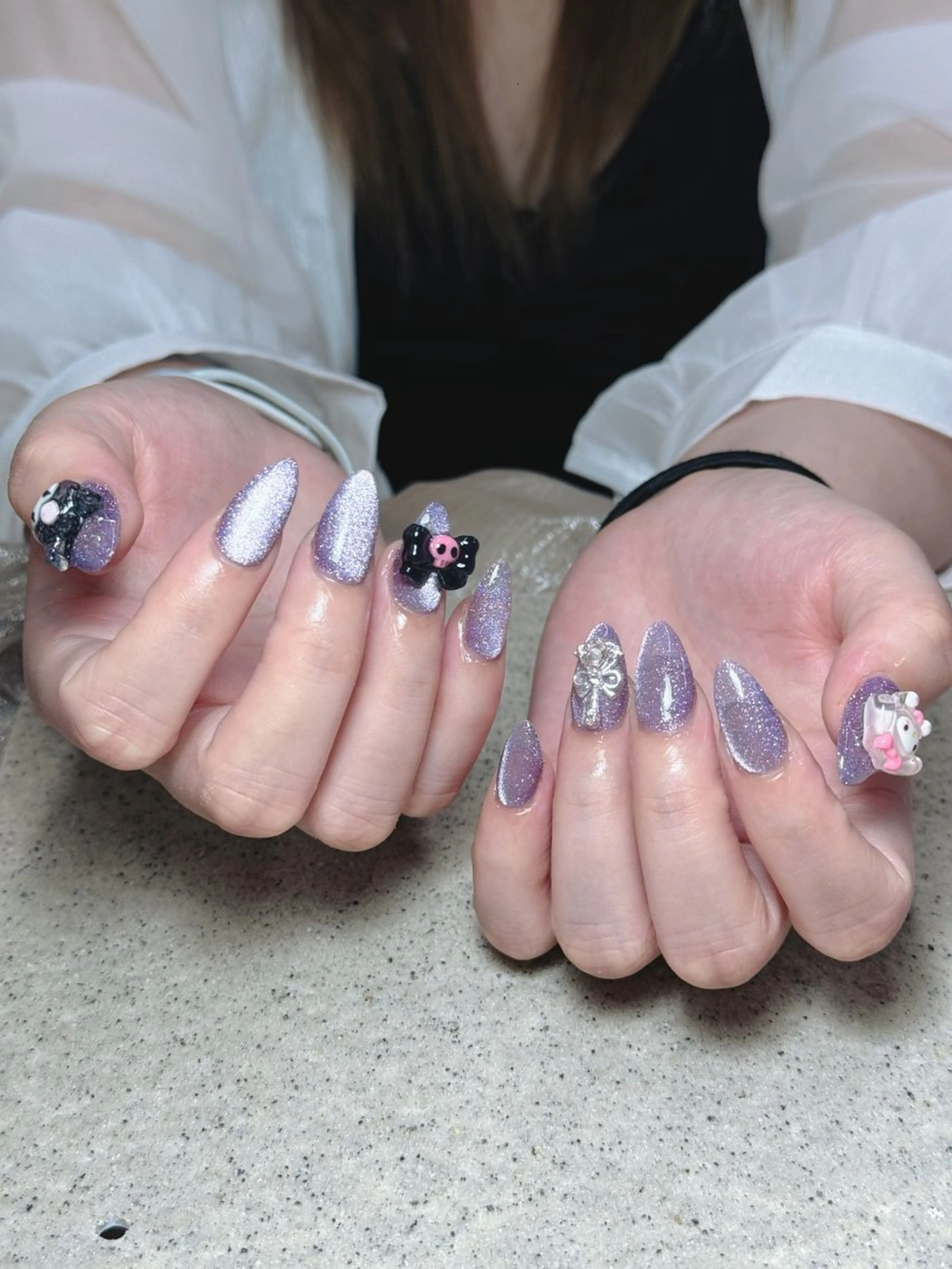 ネイル オーロラネイル ブルー チークネイル フットネイル フレンチネイル ハンドネイル Ema 大塚のネイルデザイン