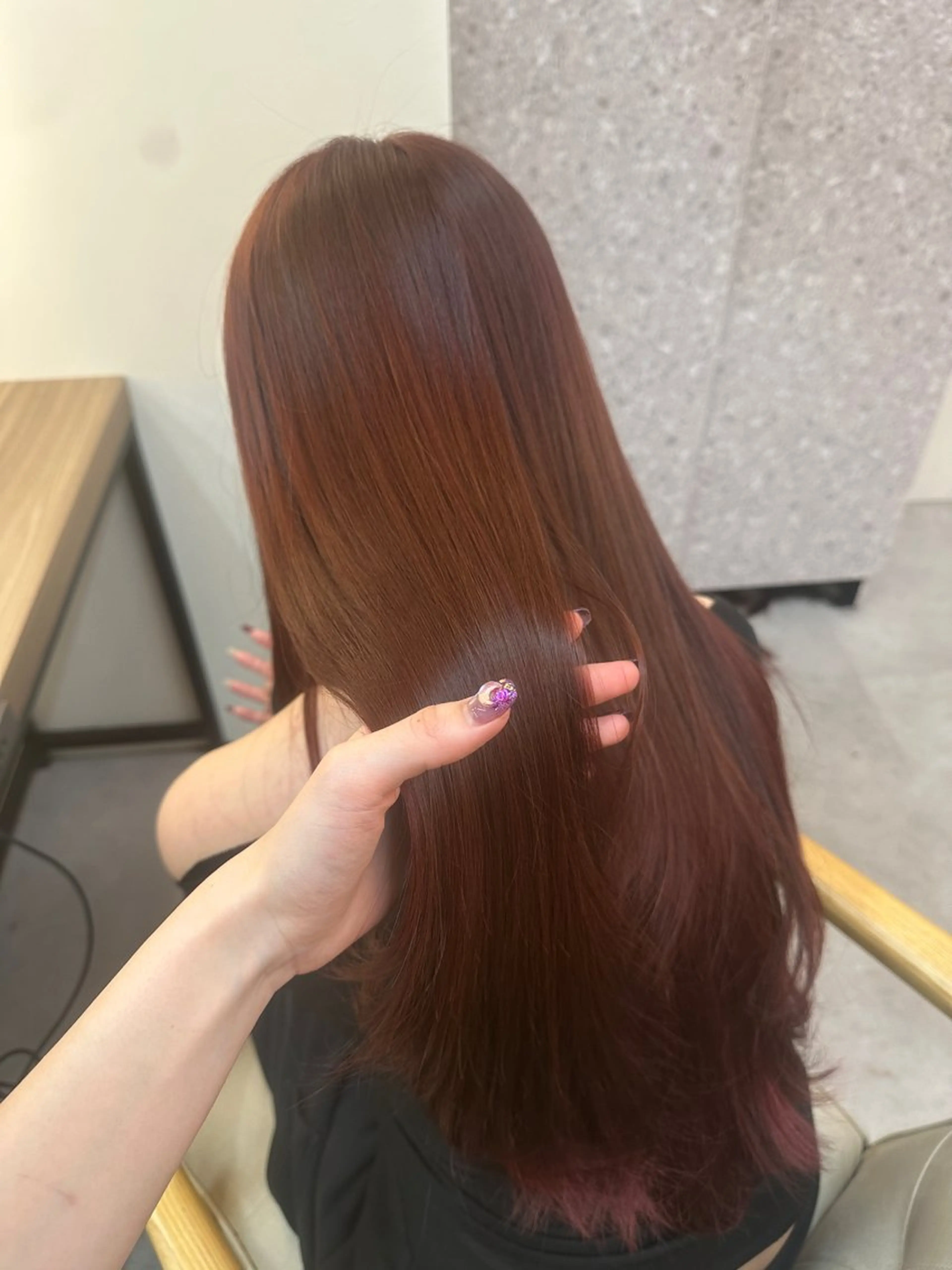 ロング カラー レッドカラー 透明感/縮毛矯正 /ダブルカラー🪽のヘアスタイル