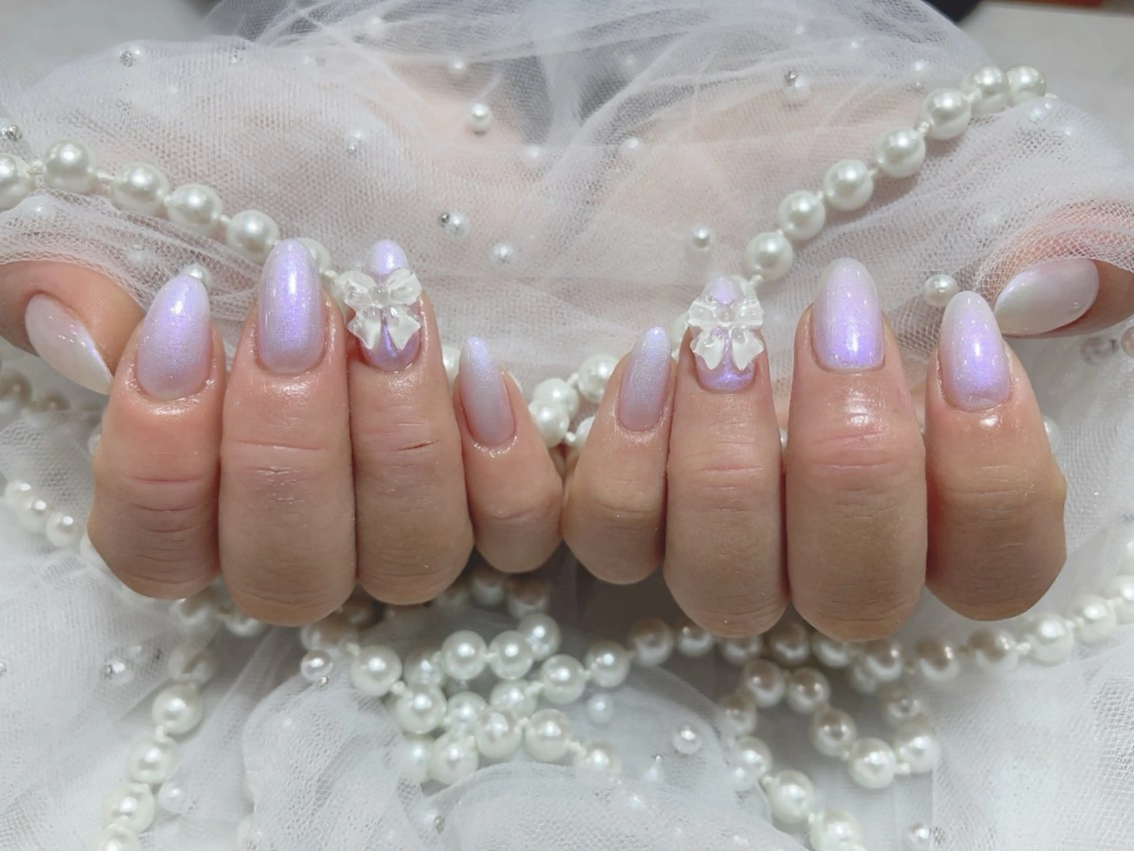 ネイル アートネイル フラッシュネイル フレンチネイル ガラスフレンチ グラデーション M2beauty Renaのネイルデザイン