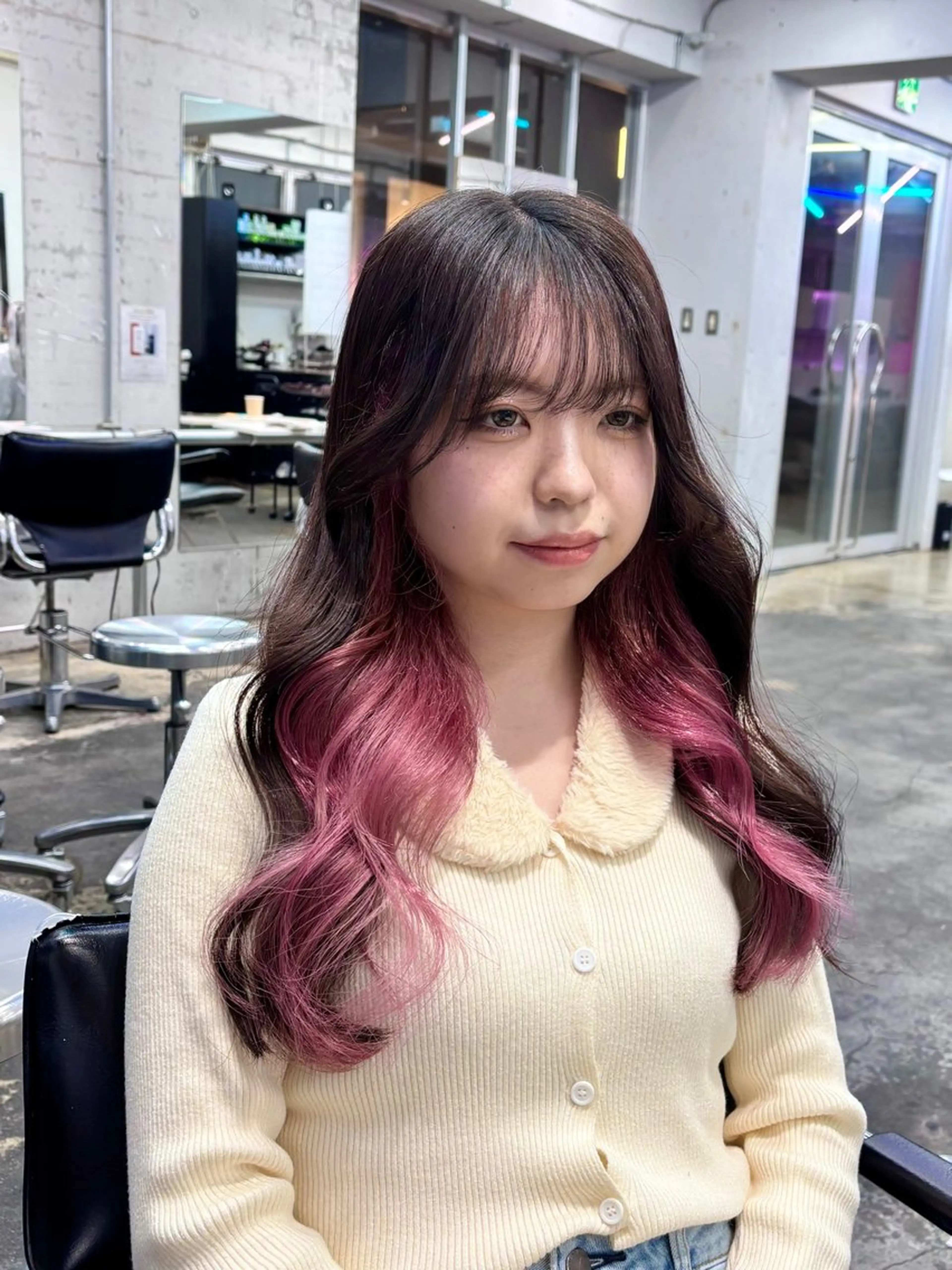 セミロング カラー ヘアアレンジ 🎀モテ暖色× エクステ🎀あかりのヘアスタイル