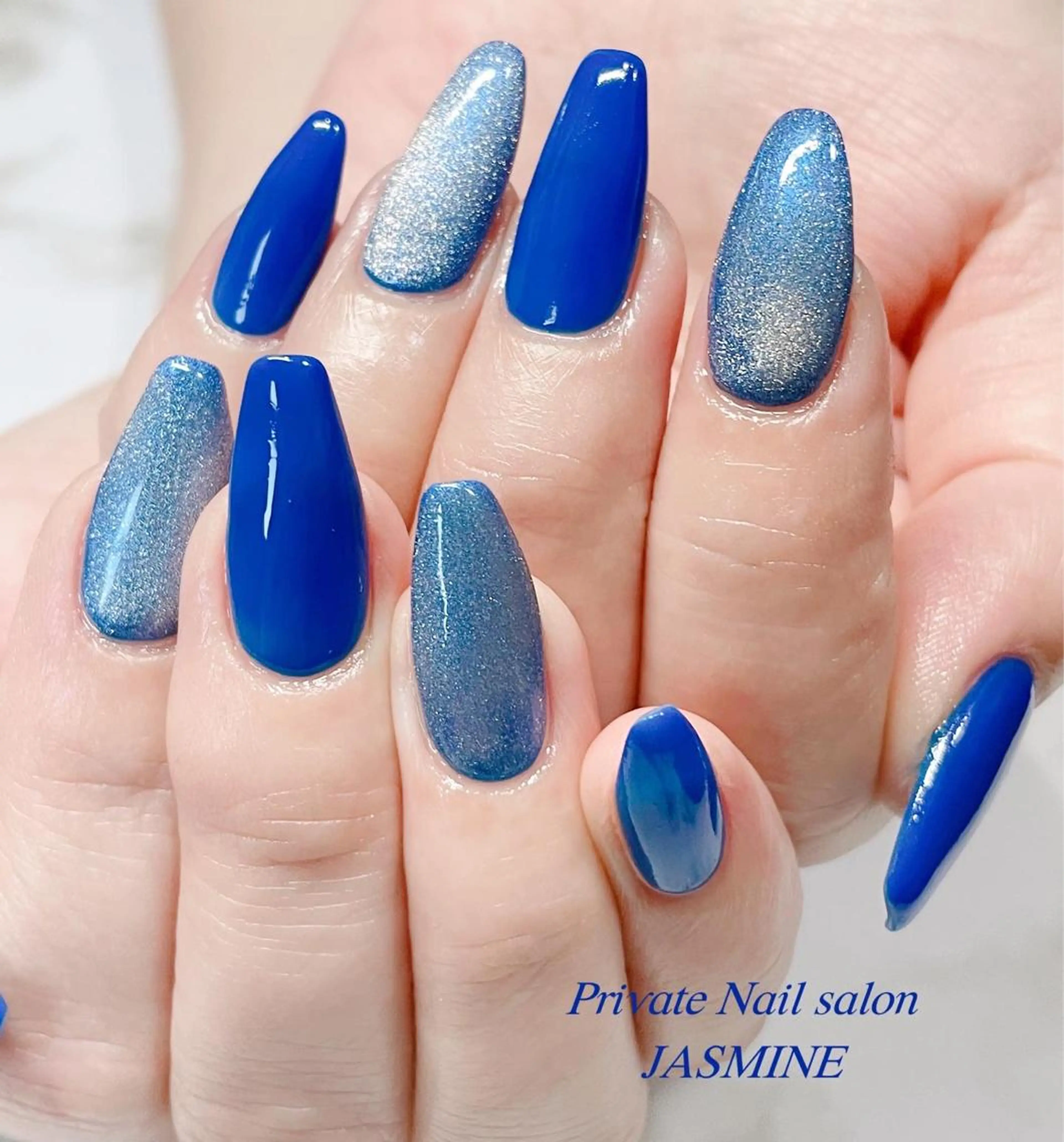 ネイル ブルー マグネットネイル Nail salon JASMINEのネイルデザイン