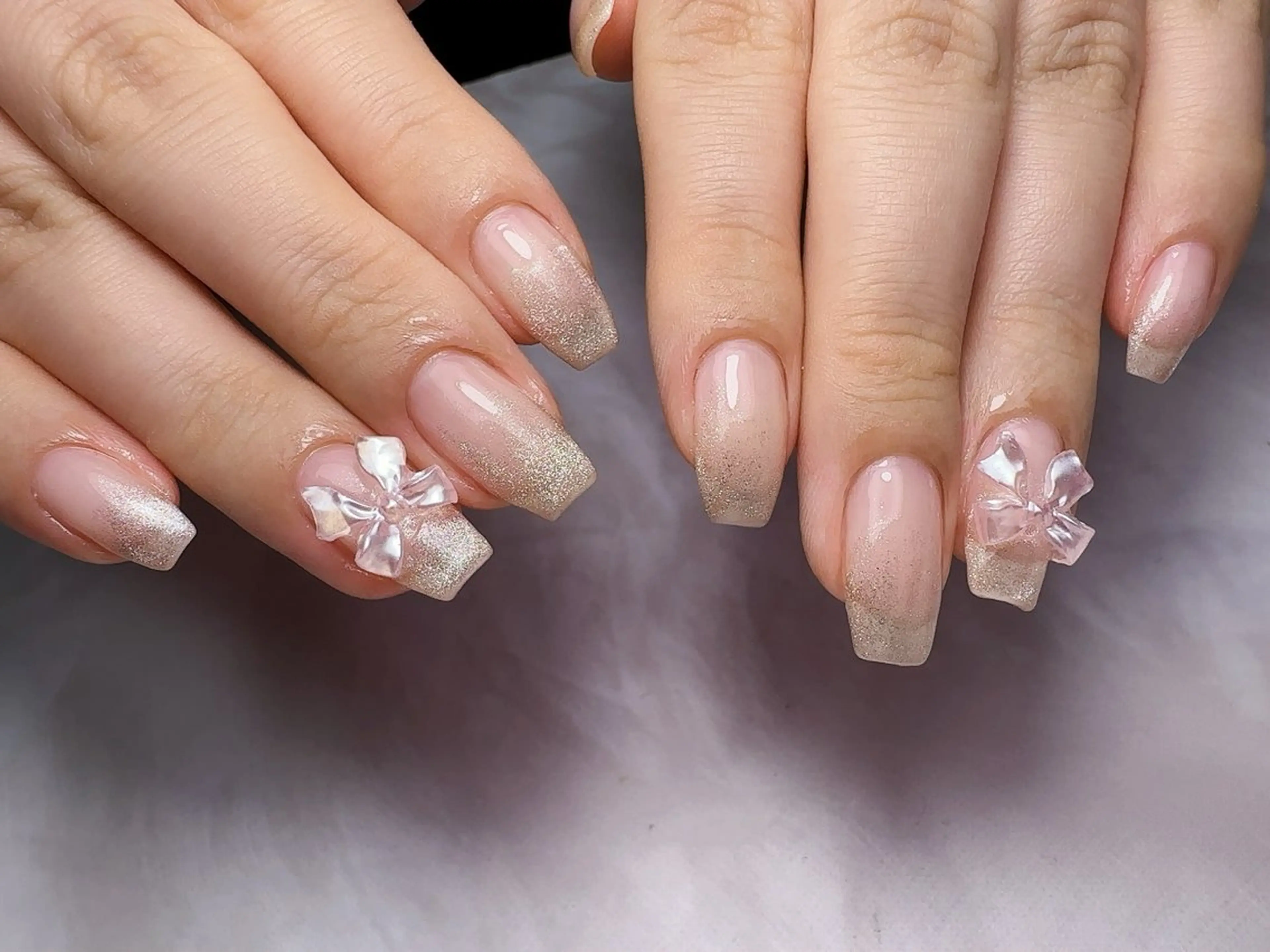 ネイル グラデーション マグネットネイル リボン ハンドネイル nail happiness.のネイルデザイン