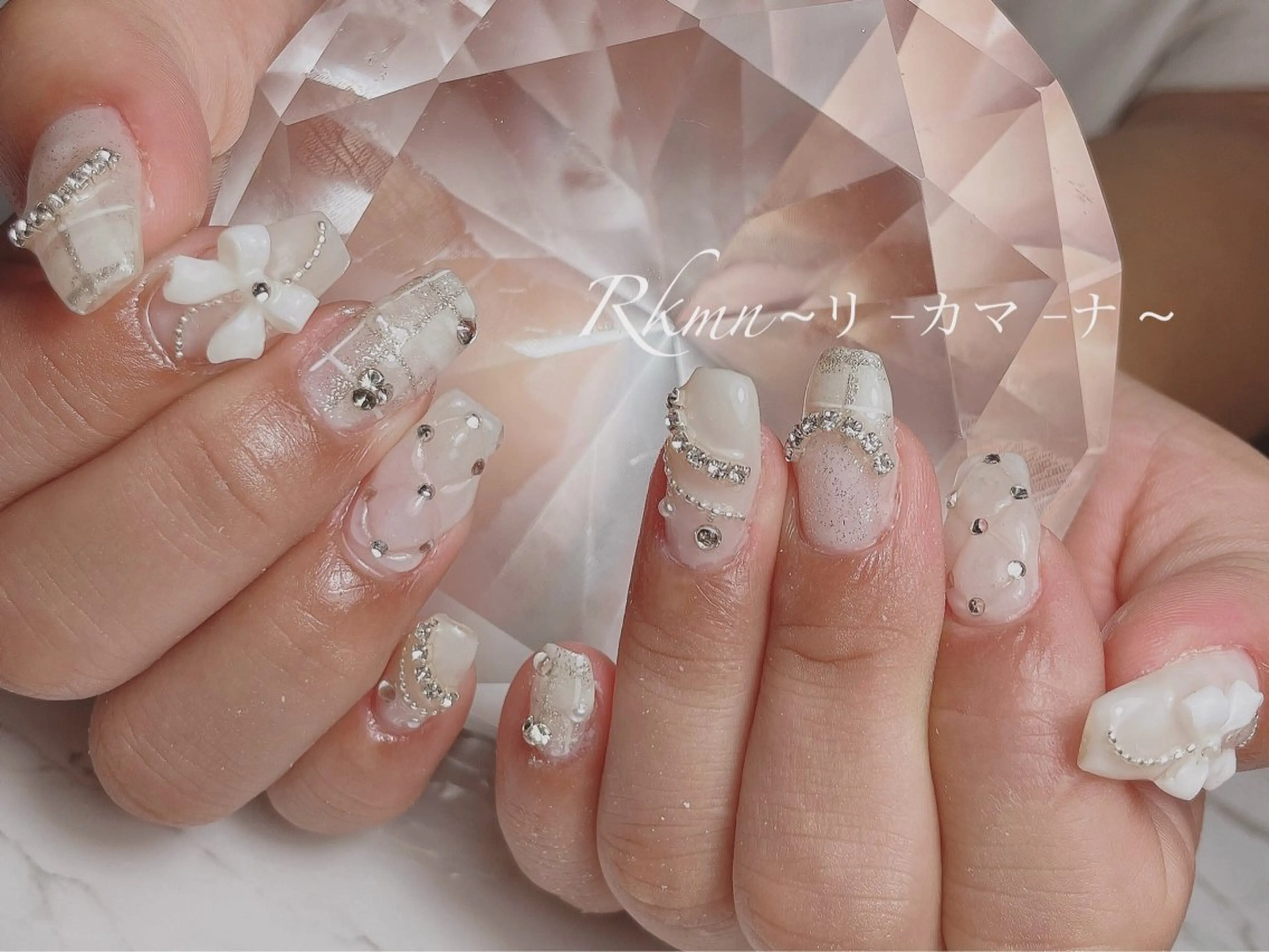 ネイル アートネイル リボン 春ネイル ワンホンネイル ハンドネイル フットネイル ハンドケア Rkmn ~リ-カマ-ナ~のネイルデザイン