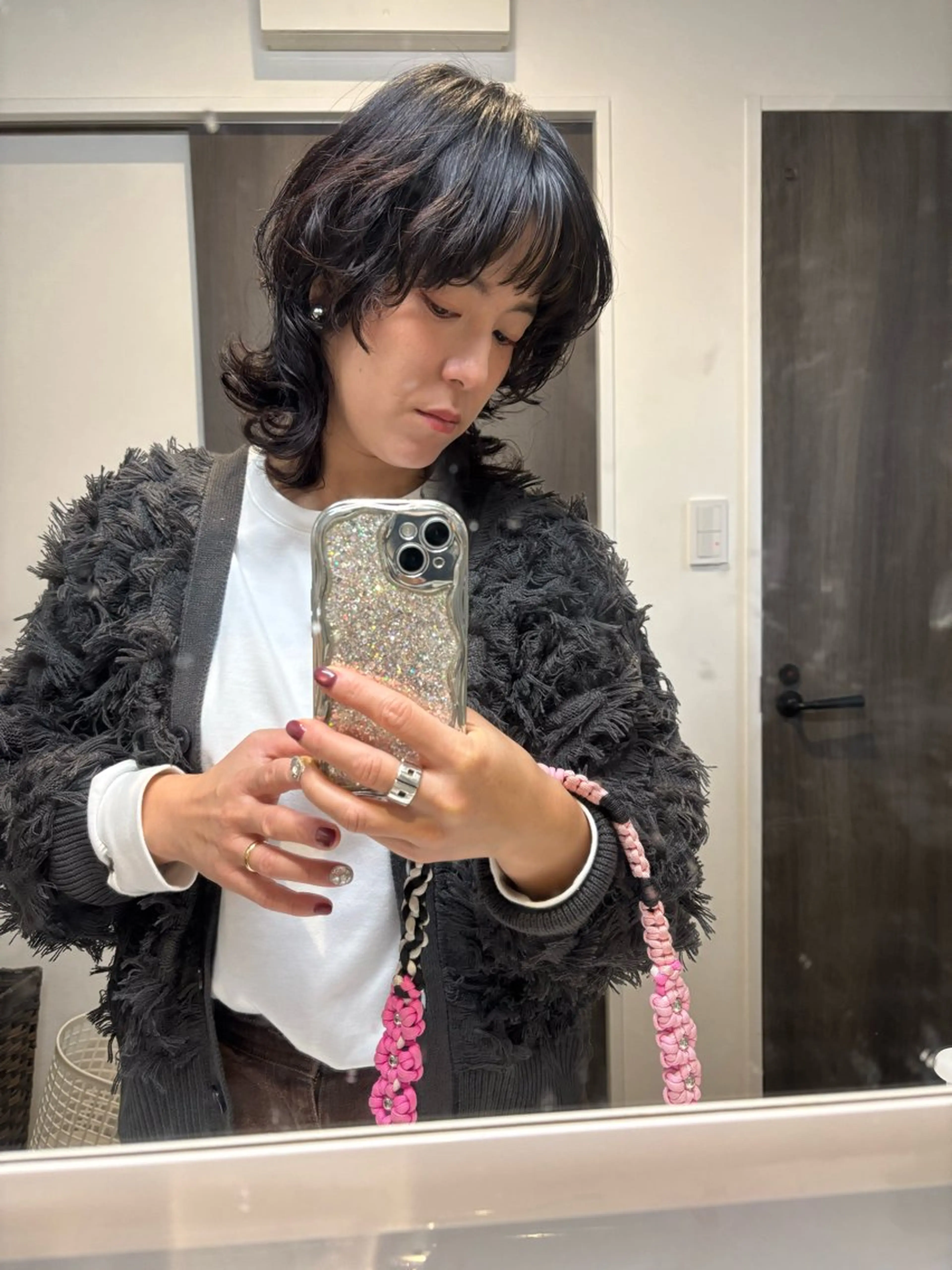 ミディアム パーマ ショート・パーマ・デ ザインカラー/むつみのヘアスタイル