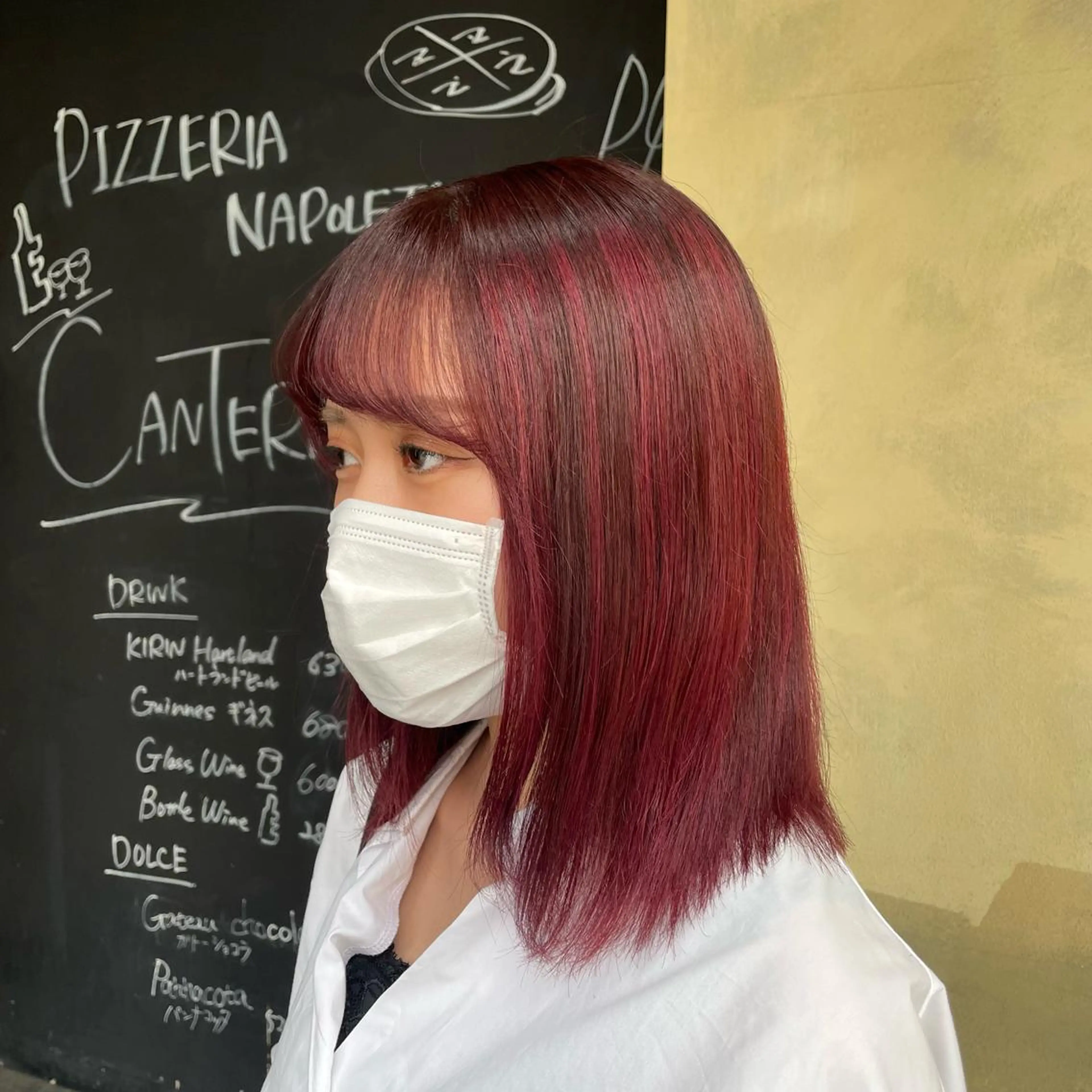 セミロング カラー ハイライトカラー ピンクカラー ハイライト カット トリートメント aya/小顔レイヤー /柔らかカラーのヘアスタイル