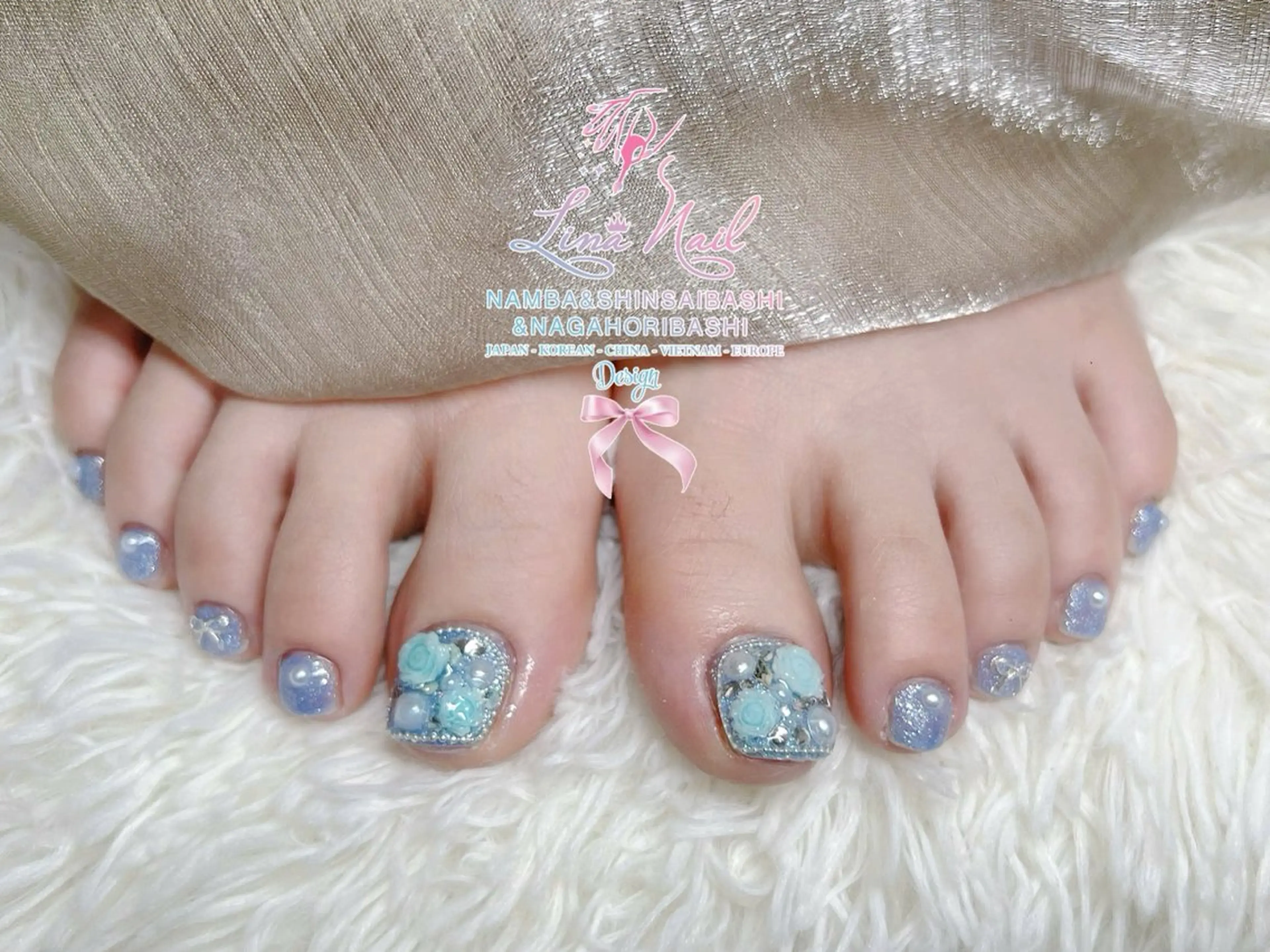 ネイル チークネイル 桜ネイル フラッシュネイル フットネイル ジェルネイル フットネイル リナネイル アメ村心斎橋店のネイルデザイン