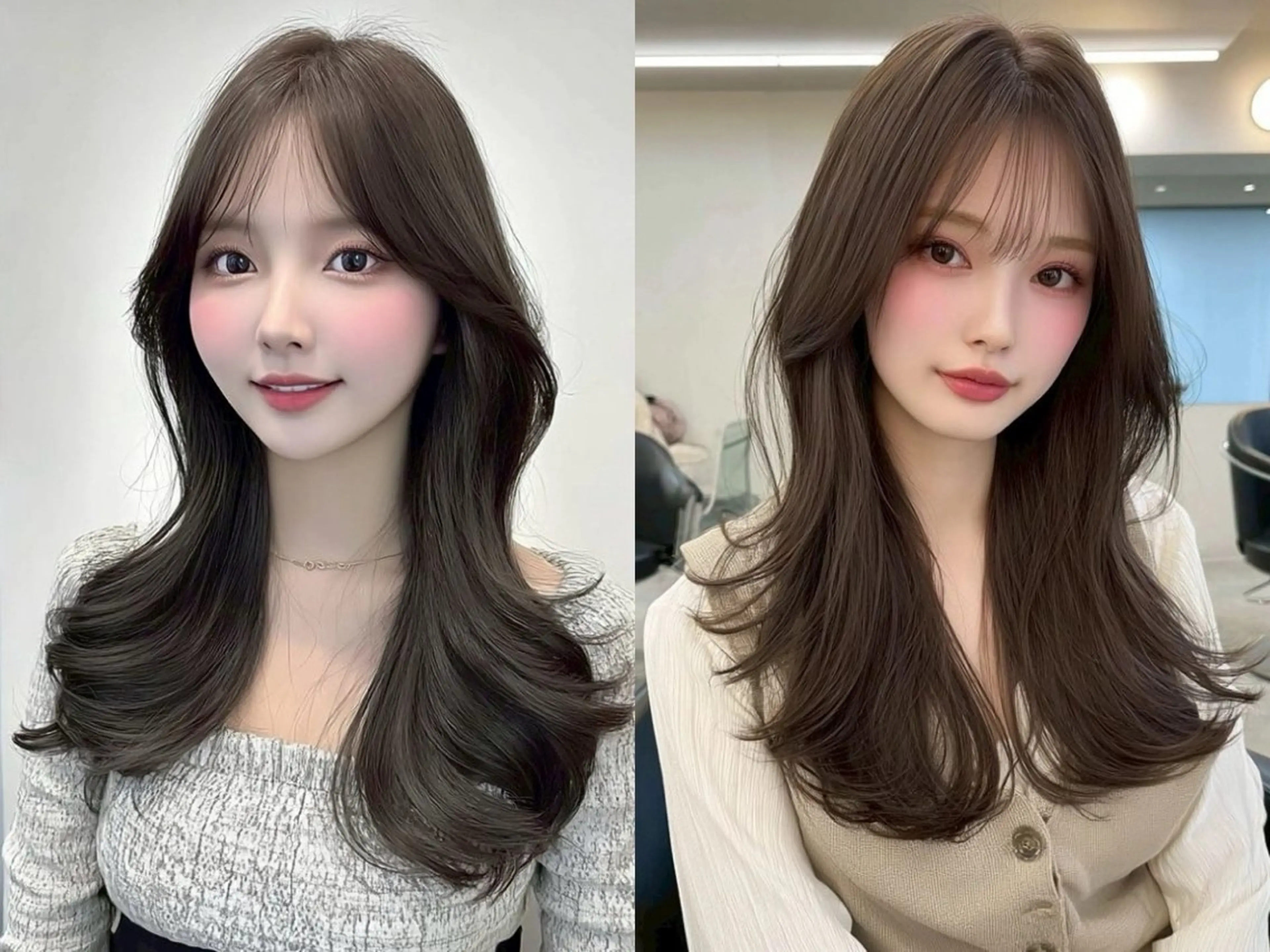 ロング カラー カット ヘアカラー トリートメント 💎透明感/韓国/ レイヤー/泉亮介💎のヘアスタイル
