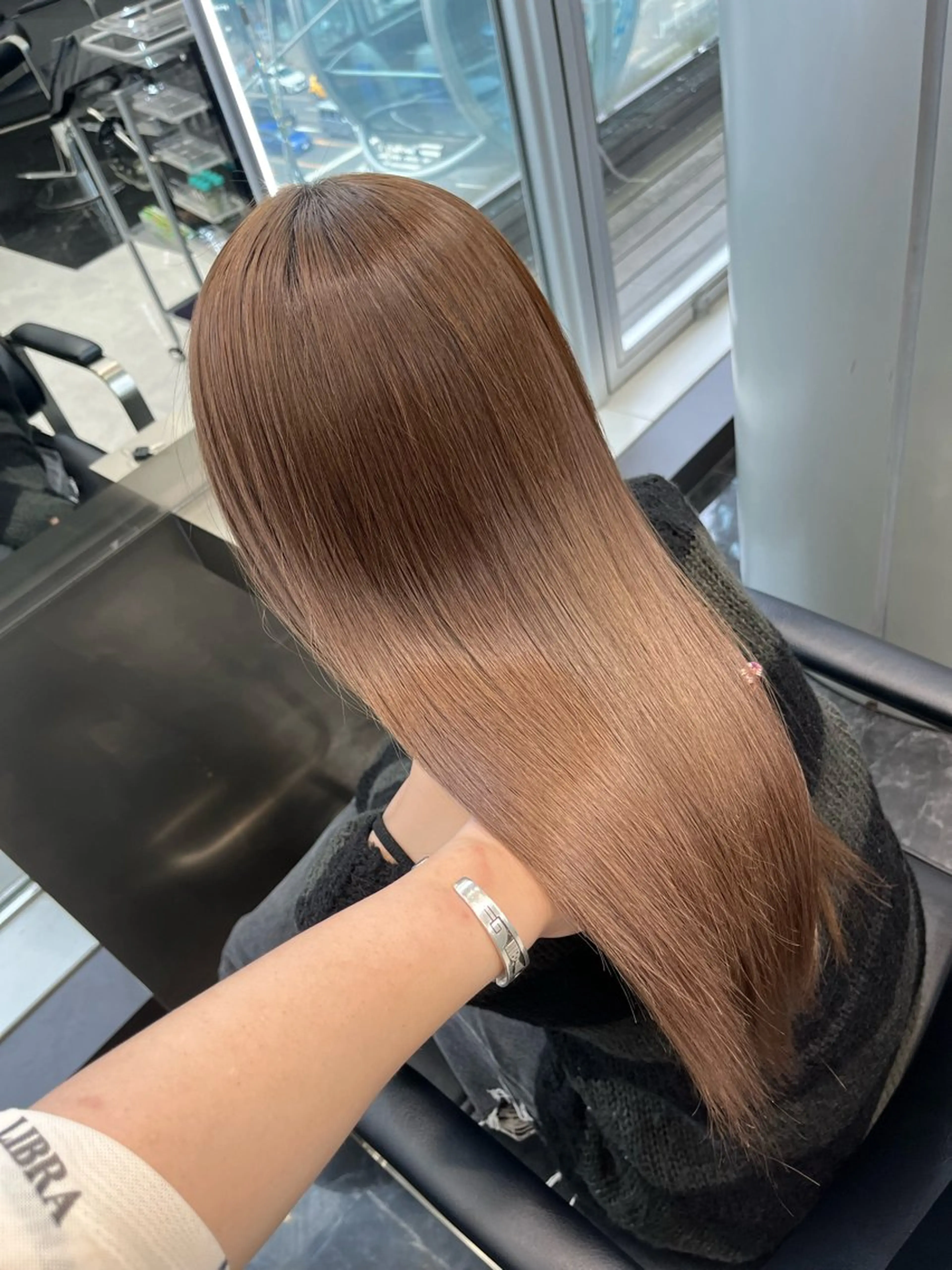 ロング カラー ヘアアレンジ ベージュカラー ブリーチ ミルクティーベージュ ブリーチなしカラー ハイトーン/透明感 髪質改善/rinaのヘアスタイル
