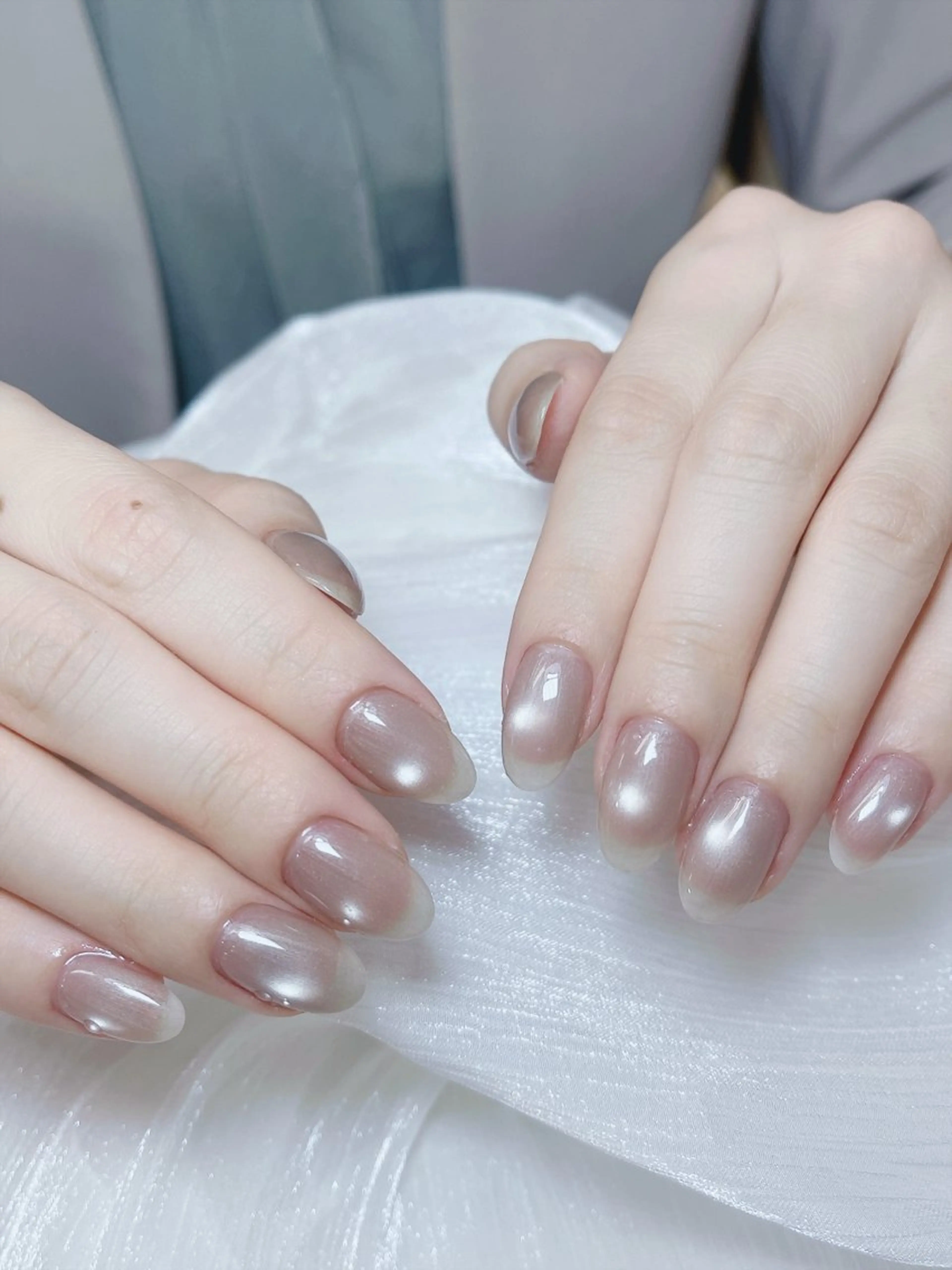 ネイル チークネイル フレンチネイル グラデーション キラキラネイル 韓国ネイル ハンドネイル DUO MI nail salonのネイルデザイン
