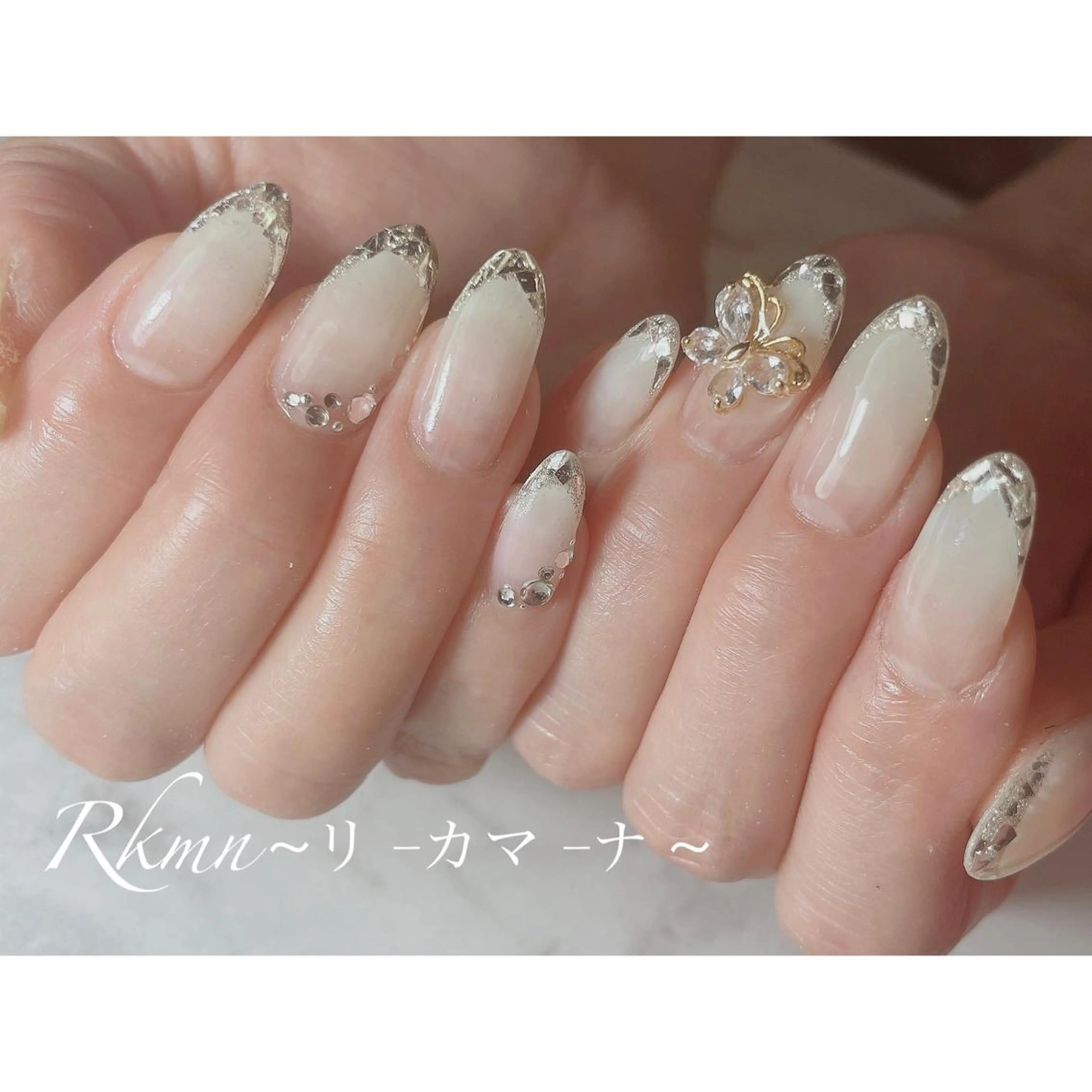 ネイル アートネイル フレンチネイル ガラスフレンチ グラデーション 春ネイル ハンドネイル フットネイル ハンドケア Rkmn ~リ-カマ-ナ~のネイルデザイン