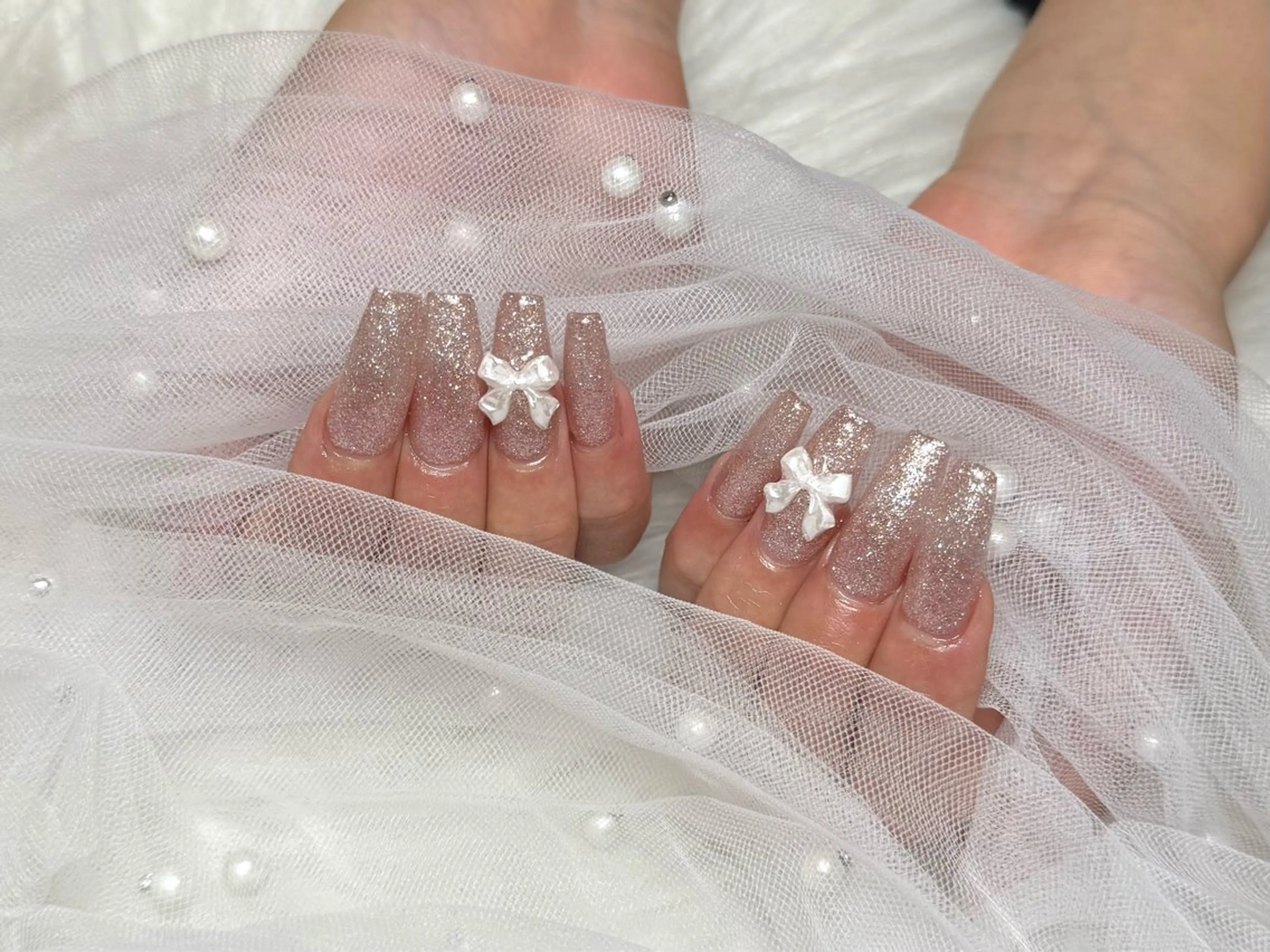 ロング ハンドネイル ハンドケア peTiT ✨️ yuzuki💞🫧のネイルデザイン