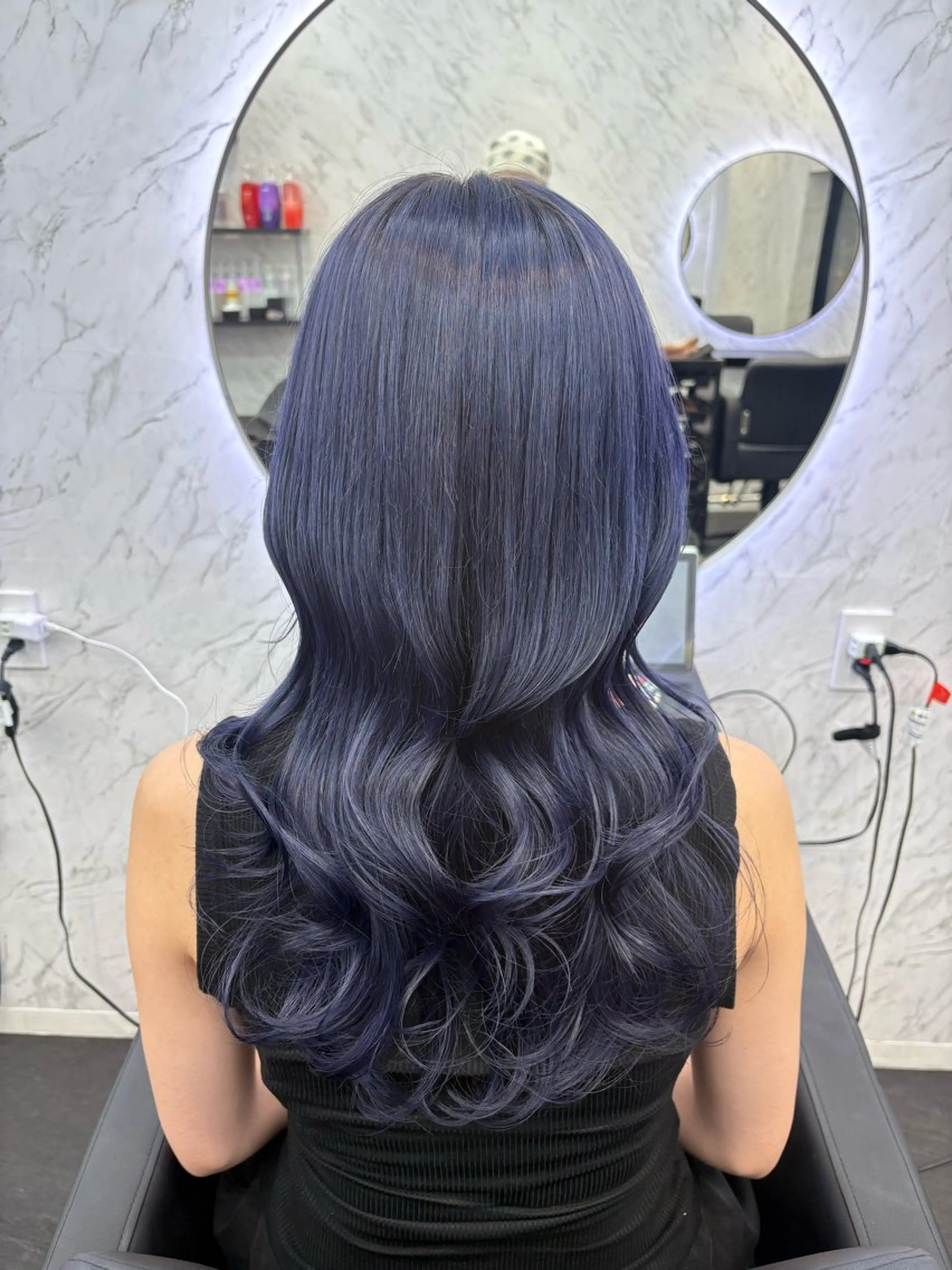 ロング カラー ブルーカラー ブルーラベンダー ラベンダーカラー カット ヘアカラー hair salon dot. mooda 韓国風サロン 町田店所属・韓国風ヘア🎀🩶 /♡𝓝𝓸𝓪♡のヘアスタイル