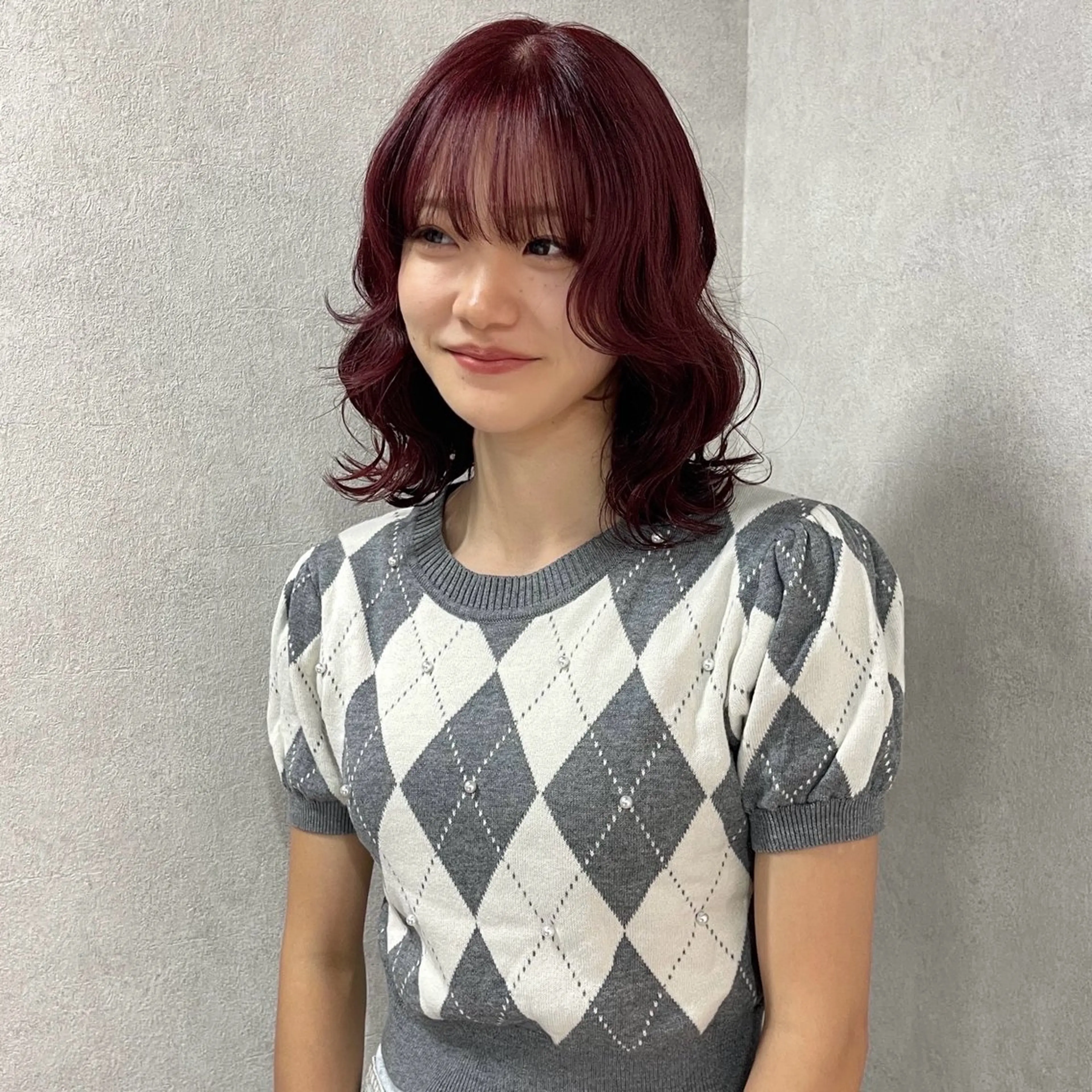 ミディアム カラー カット ヘアカラー 🎀ミルクティー/暖 色×レイヤー/マリアのヘアスタイル