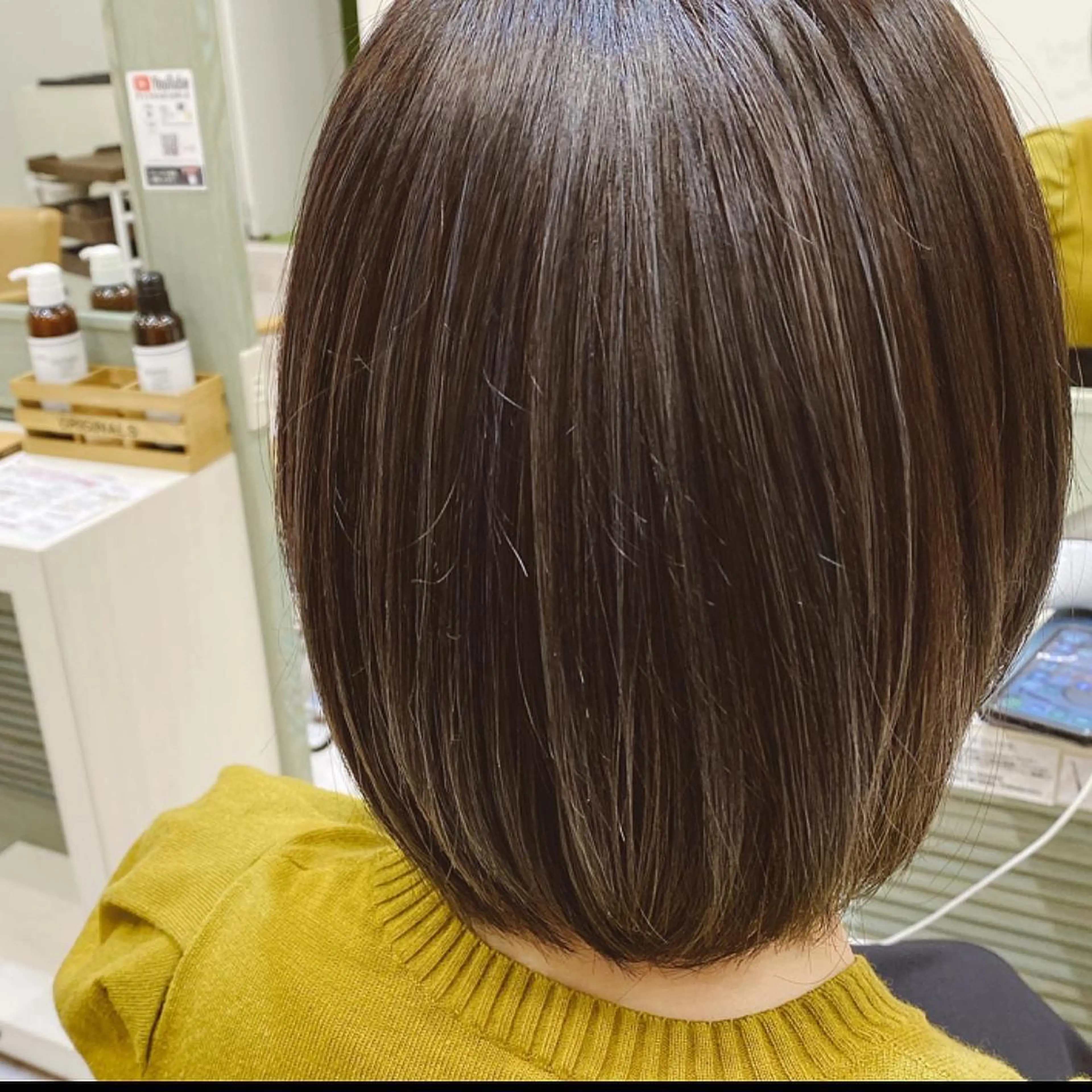 ミディアム カラー 透明感カラー ハイライトカラー ボブ ハイライト カット ヘアカラー トリートメント 肥後 有紗のヘアスタイル