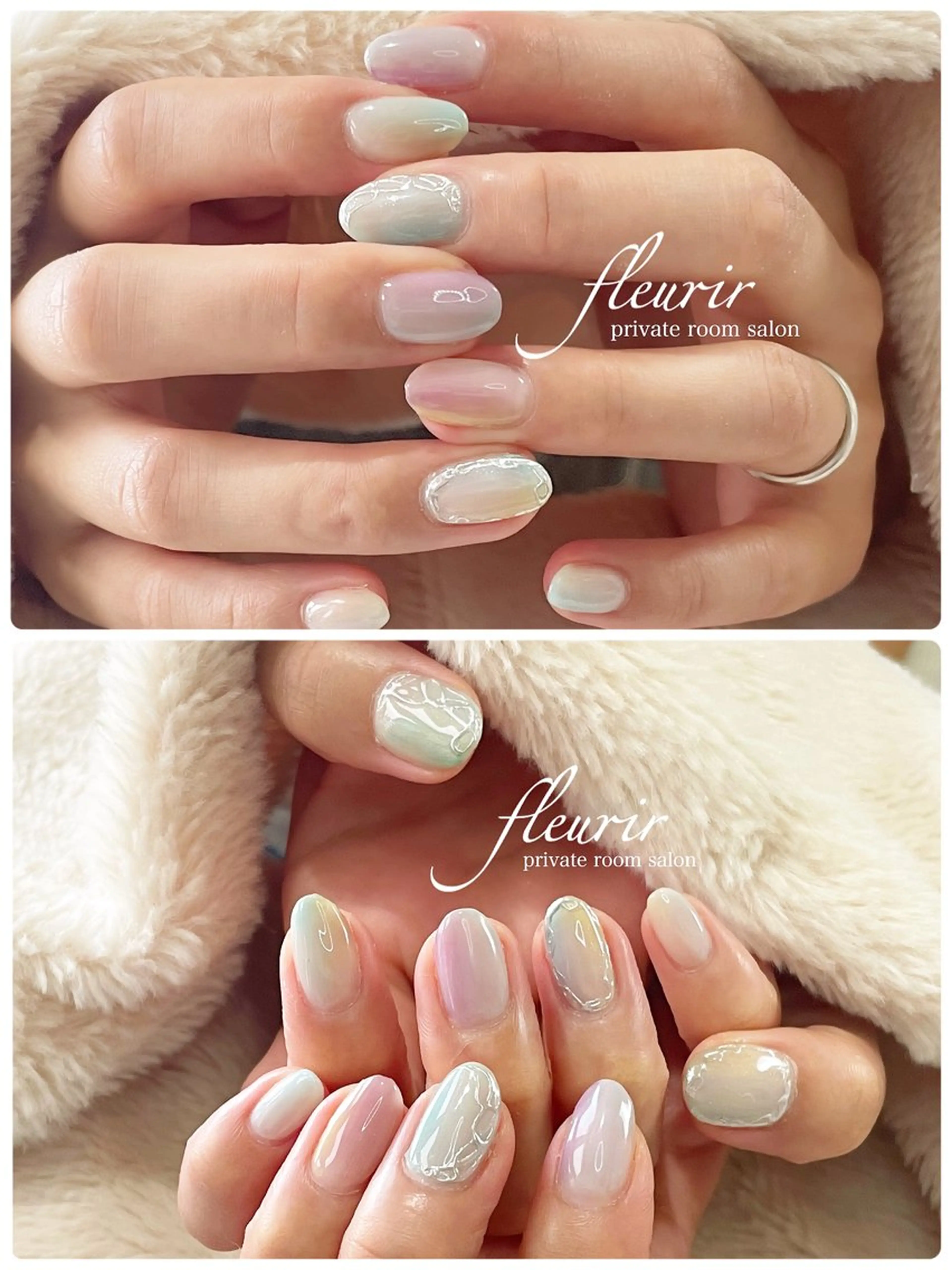 ネイル アートネイル ミラーネイル シルバー ハンドネイル フルリール 【プライベートサロンのネイルデザイン